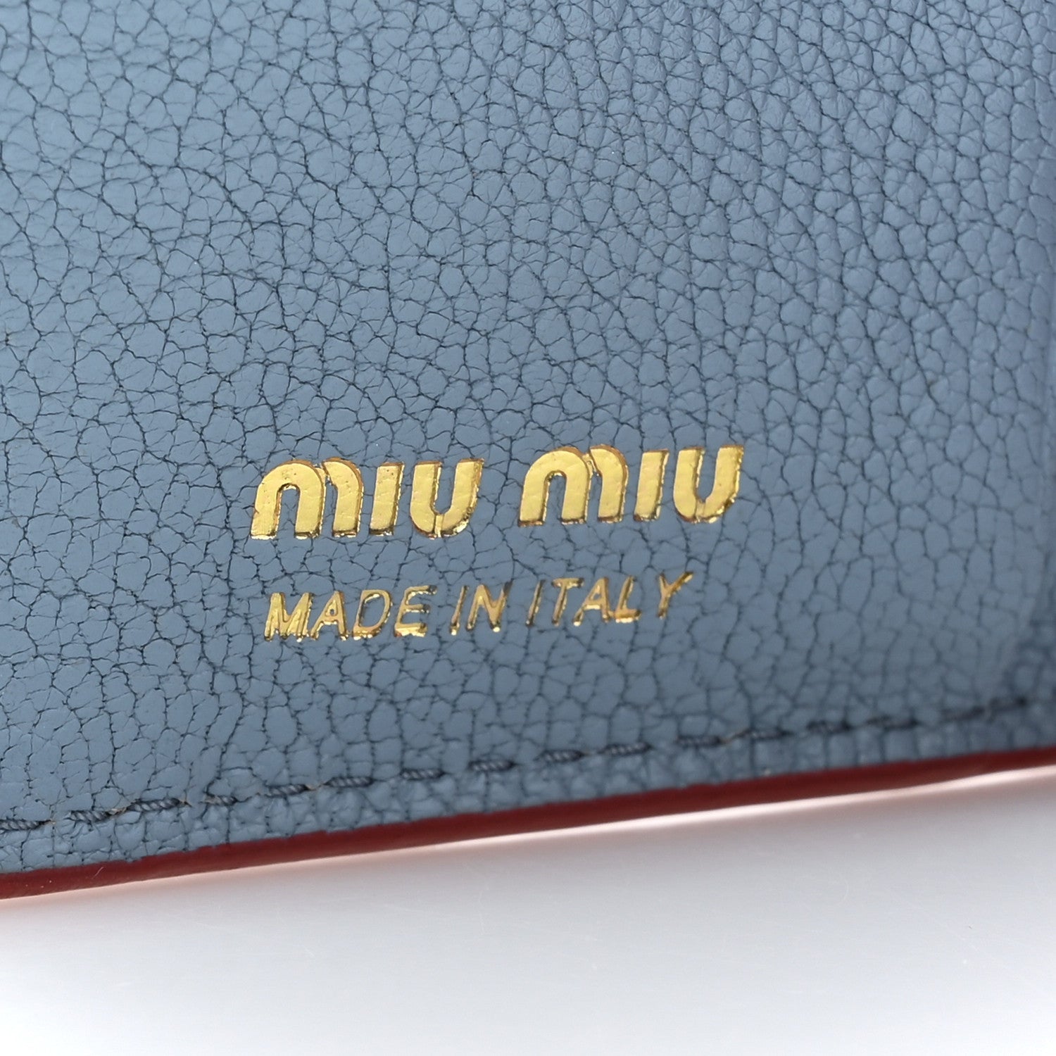 Miu Miu Goatskin Madras Love Wallet Blue Red 7 of 11