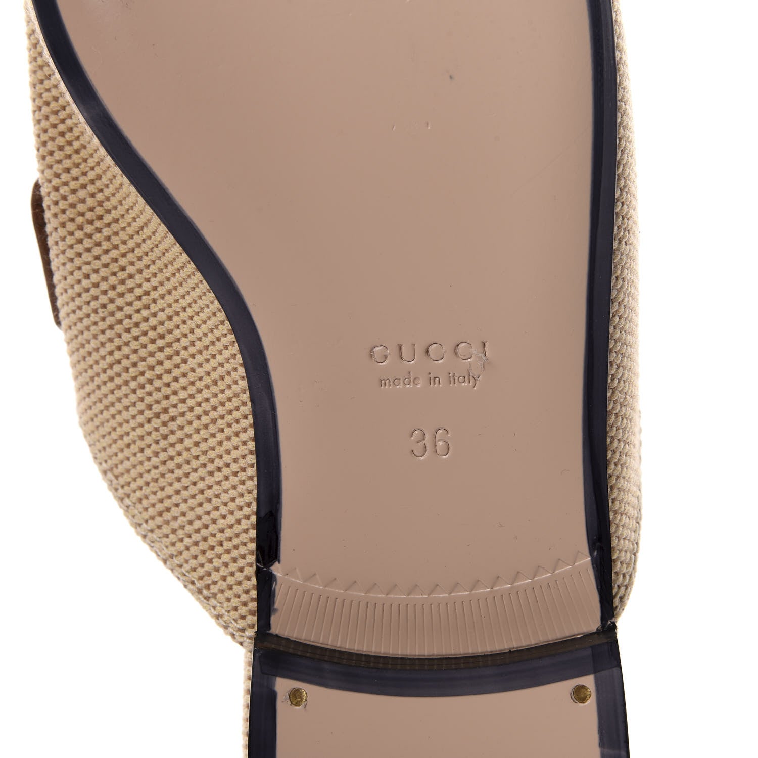 Gucci Canvas Vintage Charlotte Web Princetown Slippers 36 Sand Cuir 9 of 10