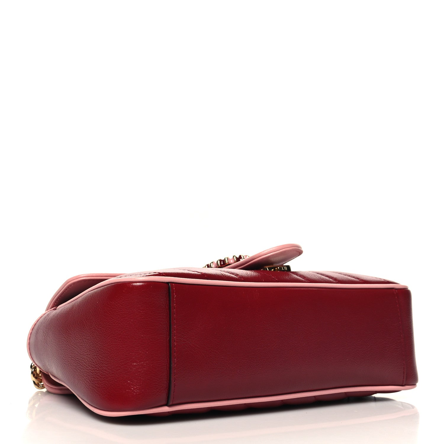 Gucci Azalea Calfskin Enamel Matelasse Diagonal Small Torchon GG Marmont Shoulder Bag New Cherry Red Wild Rose 4 of 10