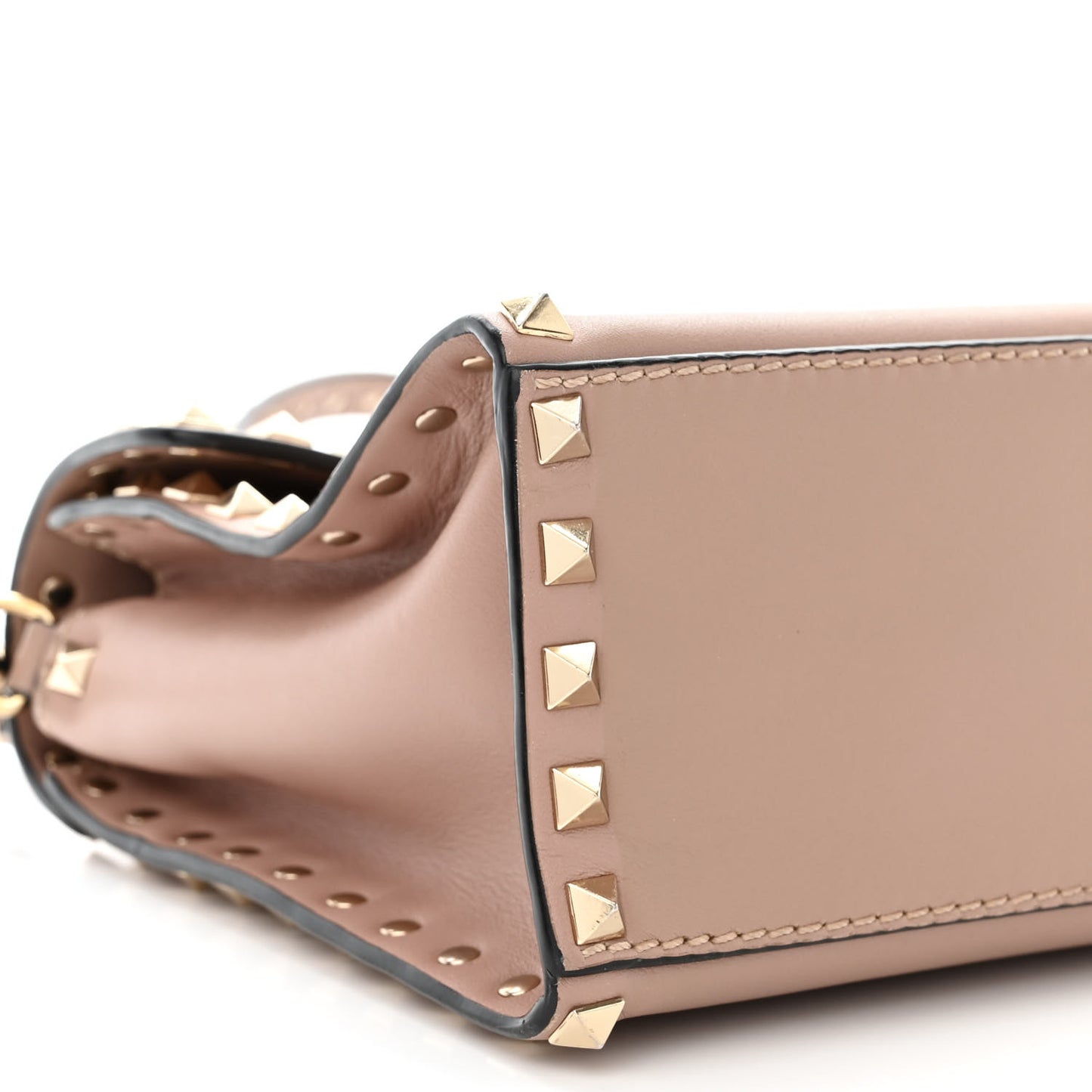 Vitello Small Rockstud Single Handle Flap Bag Poudre