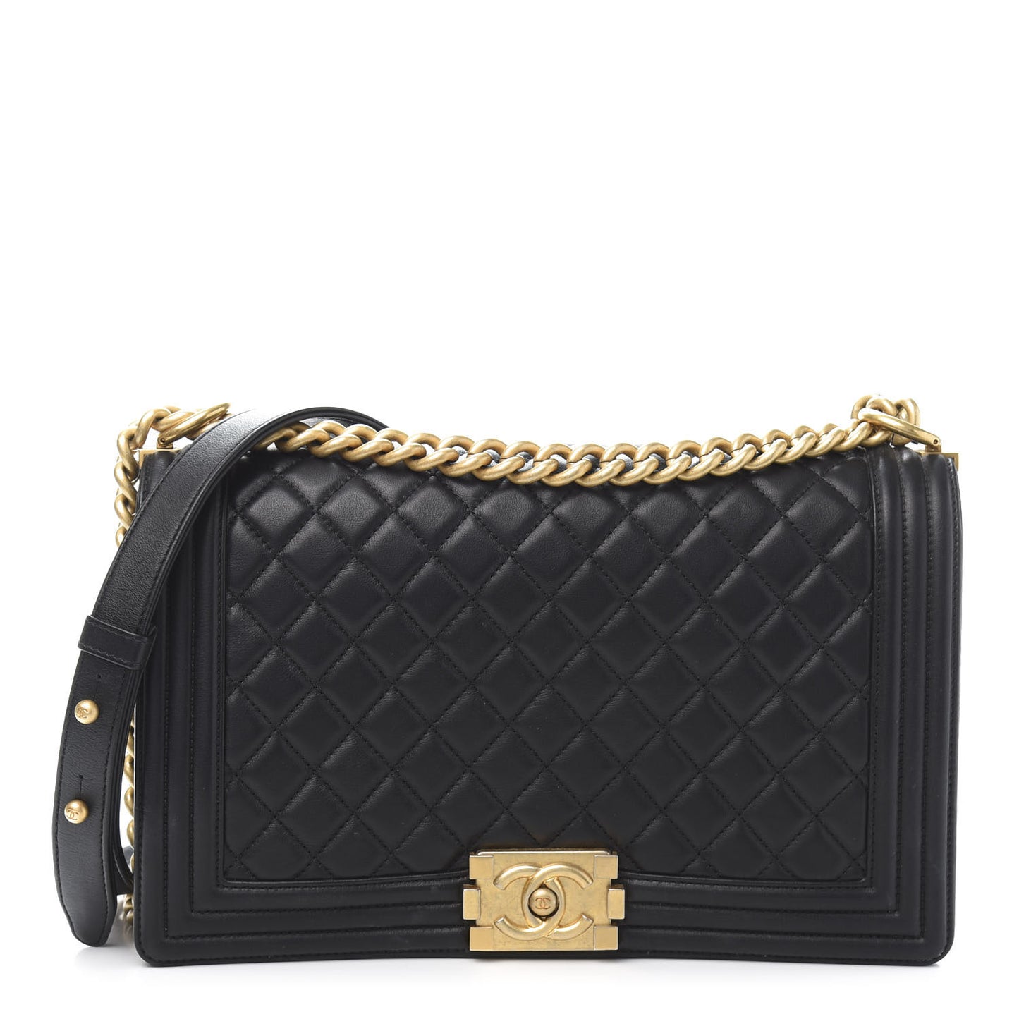 Lambskin Quilted New Medium Boy Flap Black