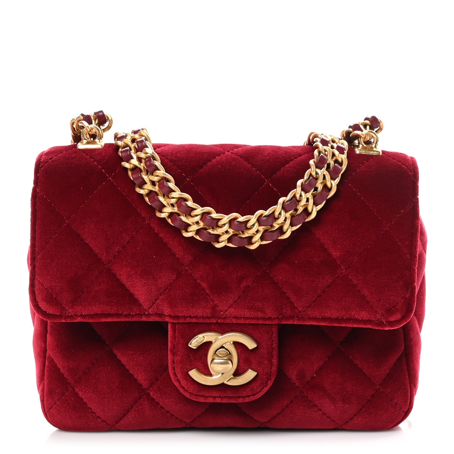 Velvet Enamel Mini Flap Red