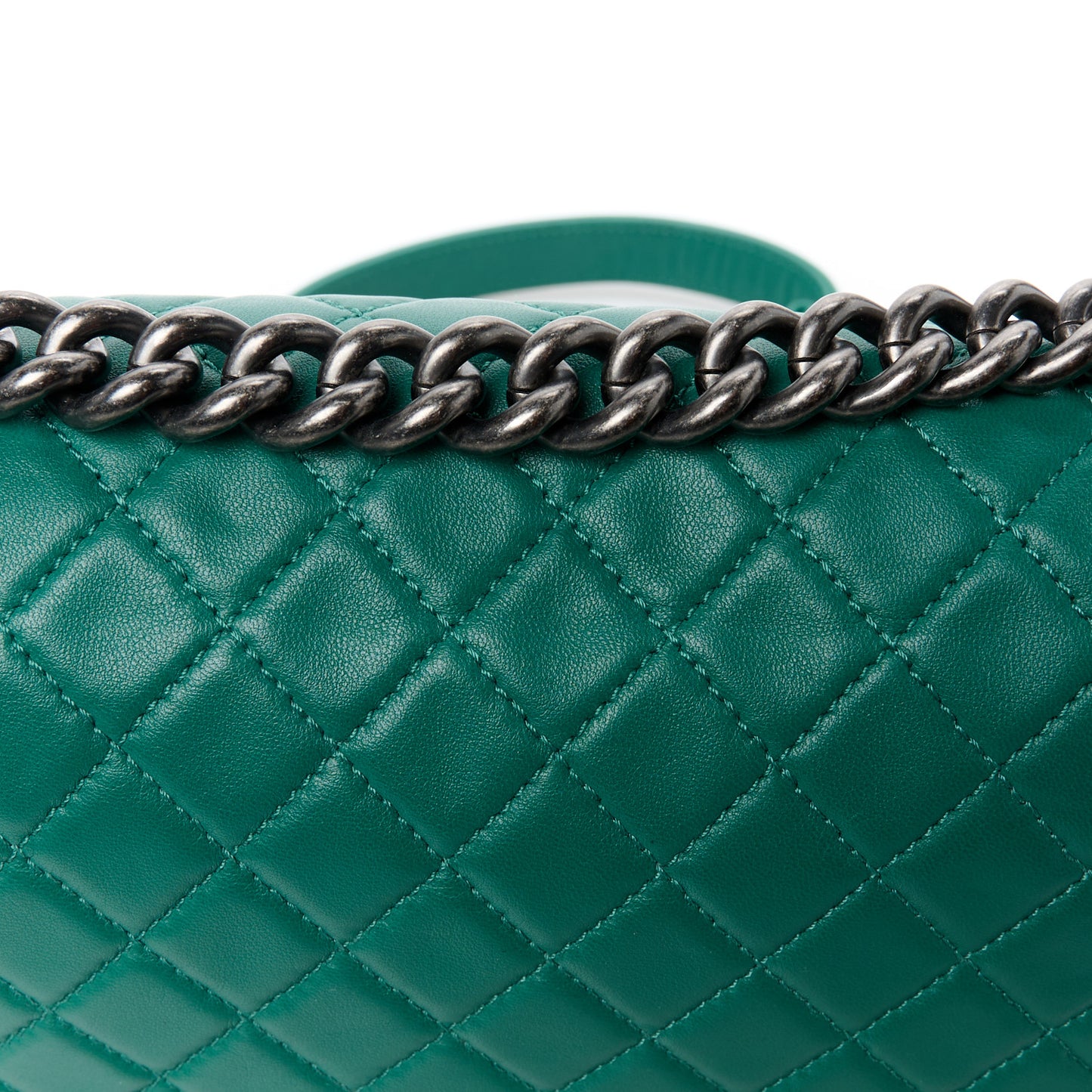 Lambskin Quilted Medium Boy Flap Green