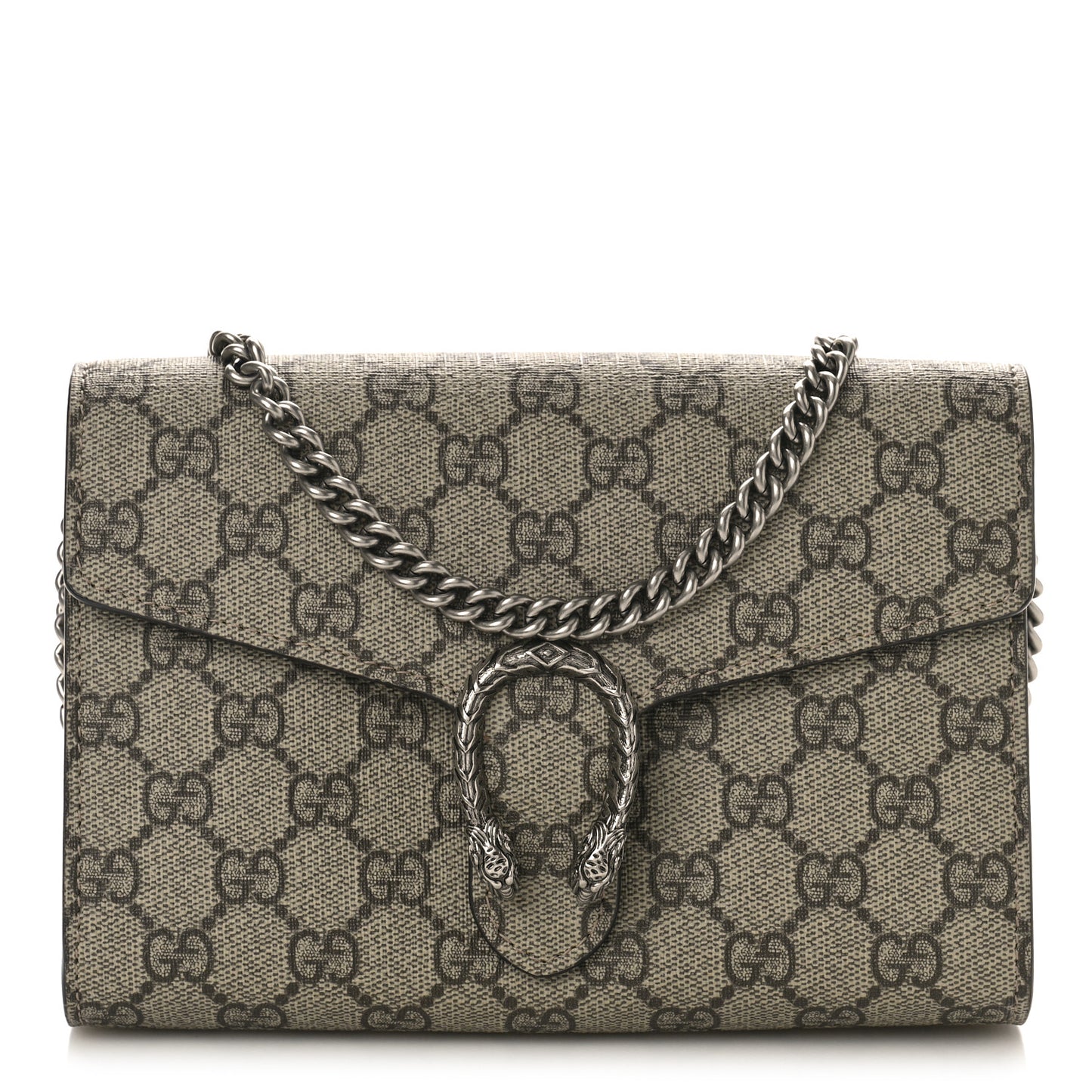 GG Supreme Monogram Mini Dionysus Chain Wallet Beige Black