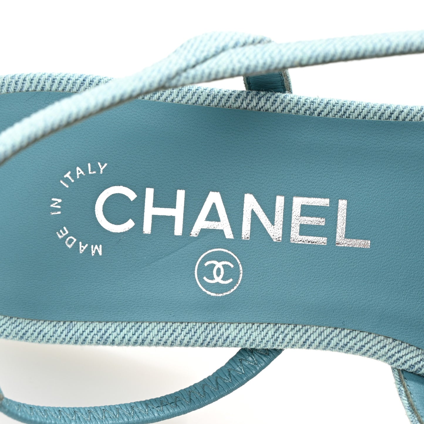 Denim Cap Toe CC Slingback Flats 37 Blue