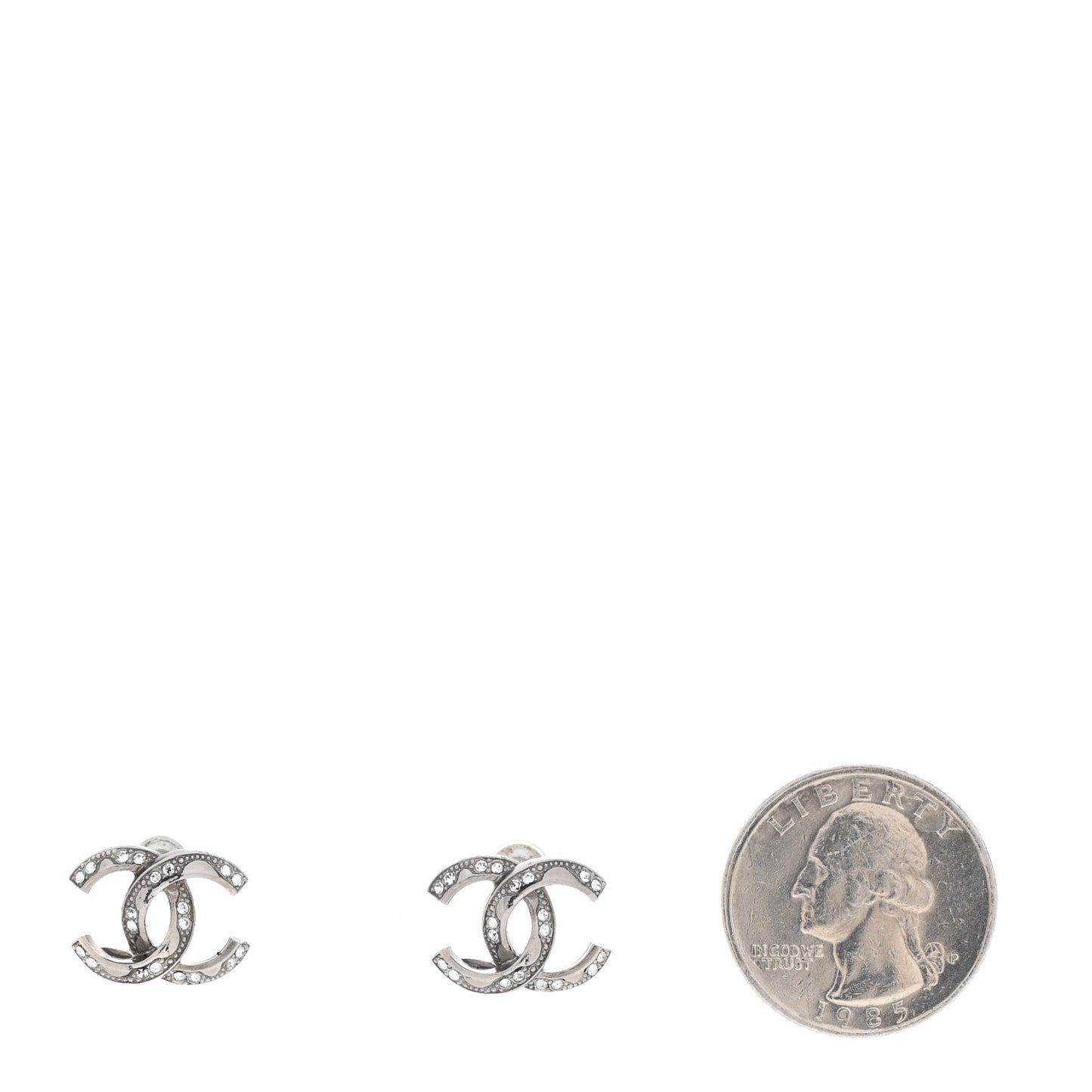 Crystal CC Earrings Silver