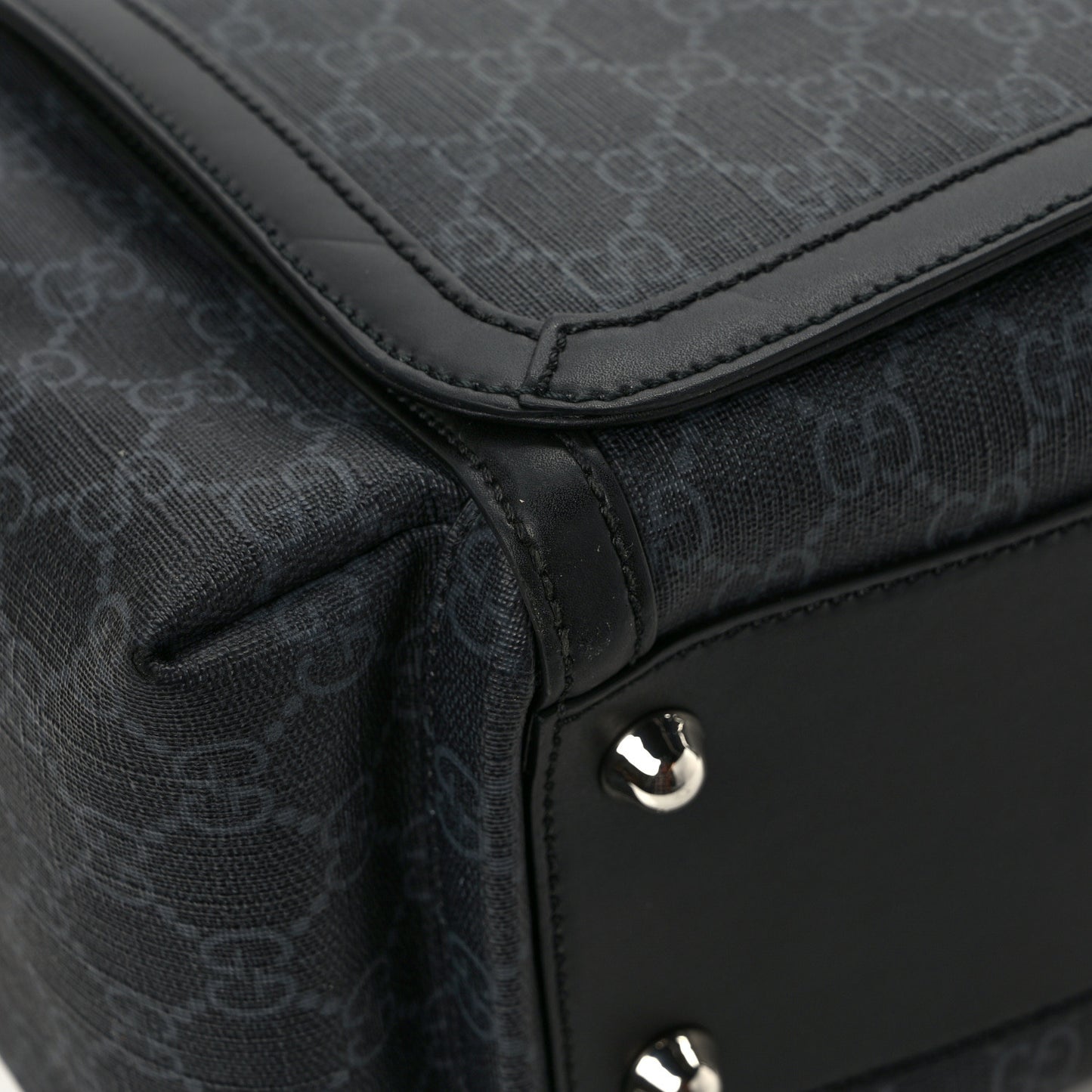 GG Supreme Monogram Web Messenger Diaper Bag Black Grey