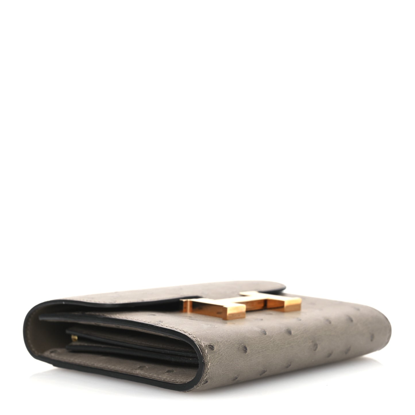 Ostrich Constance Short Wallet Gris Tourterelle