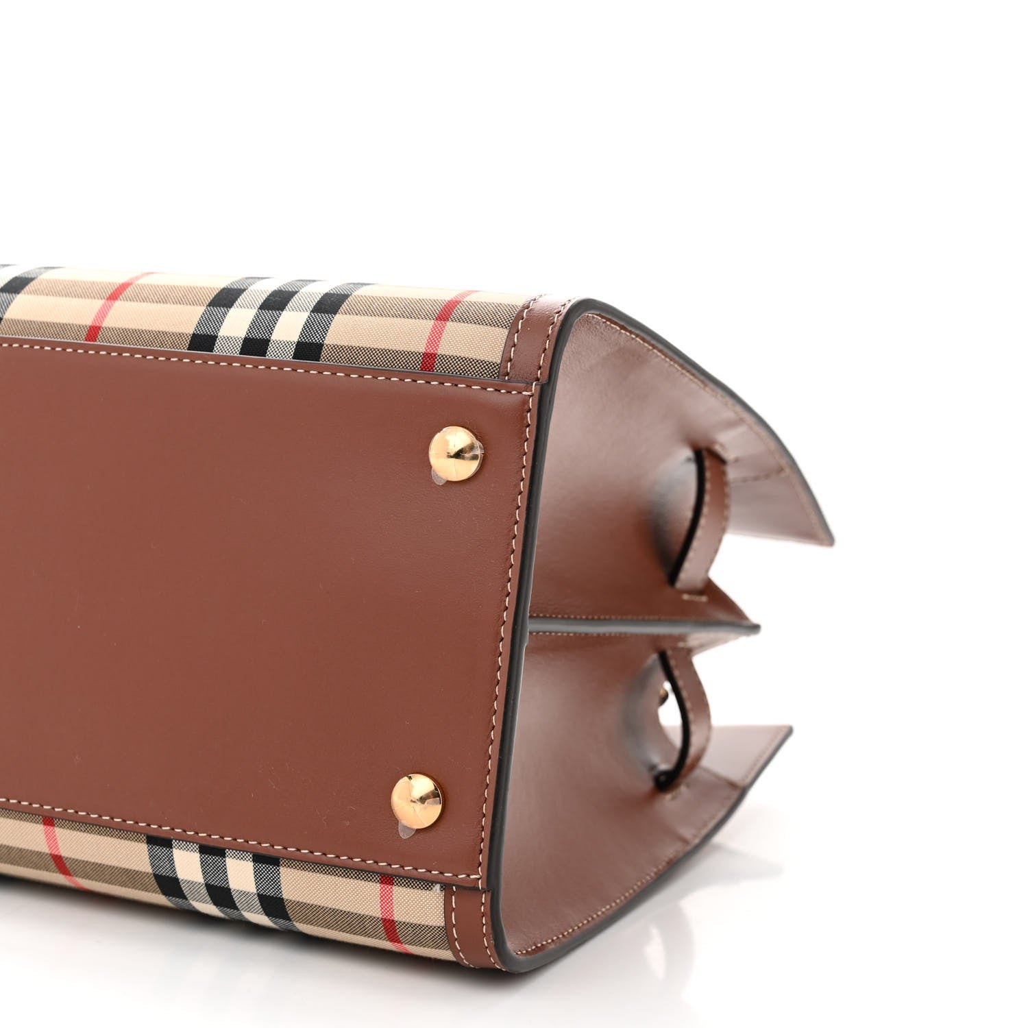 Burberry Calfskin Vintage Check Two Handle Title Bag Archive Beige 10 of 12