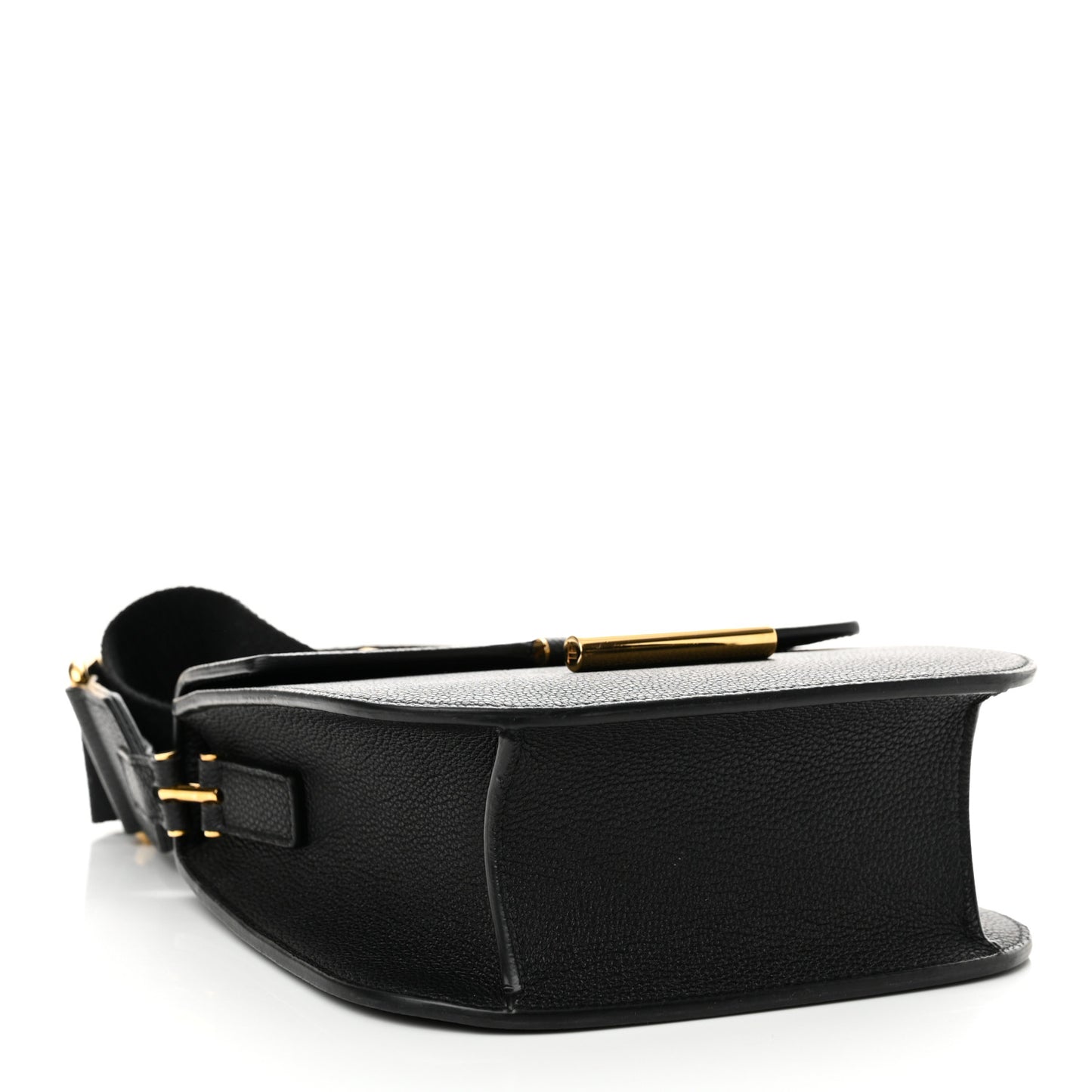 Grained Calfskin Mini T Clasp Tara Crossbody Bag Black