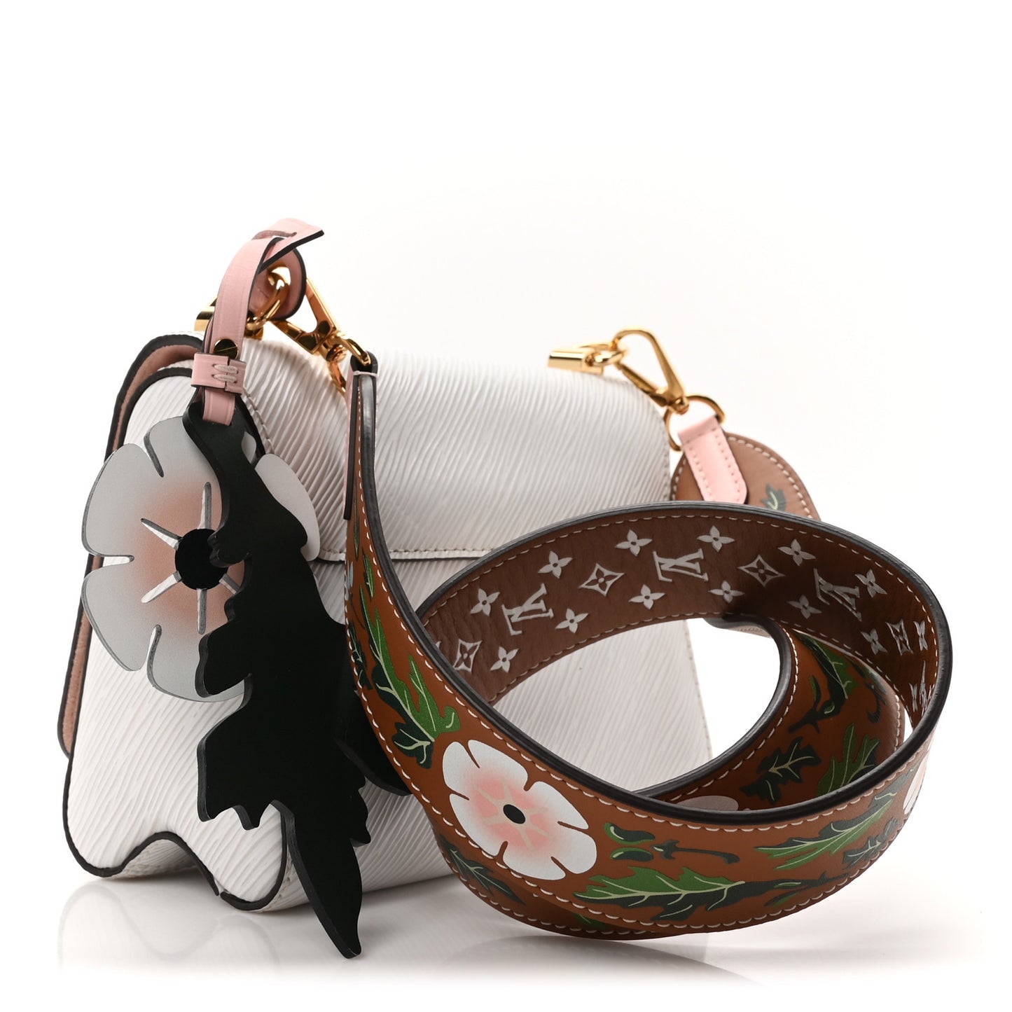 Epi Asnieres Flowers Twist Shoulder Bag PM White