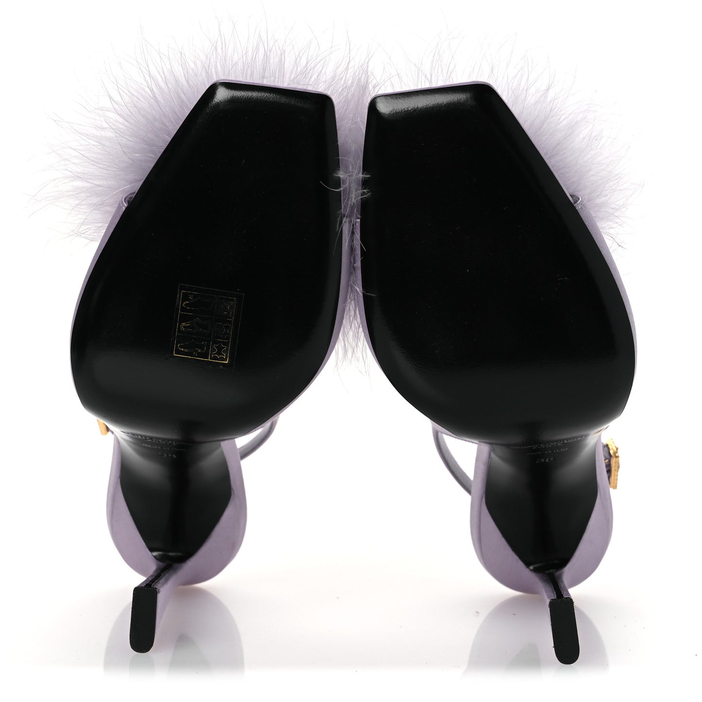 Crepe Satin Mae Feathered Sandals Slight 38 Poly Grey