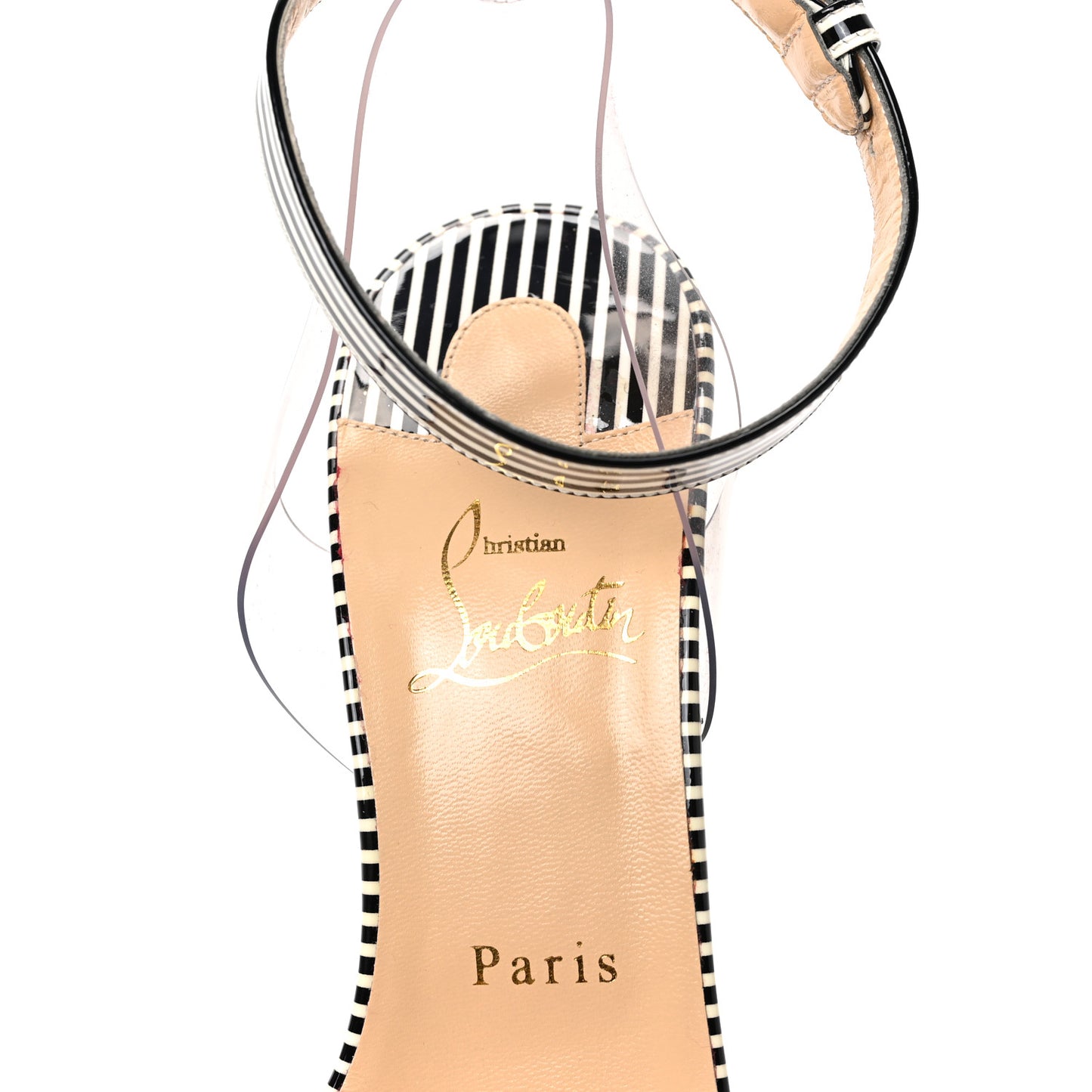 Patent PVC Striped Illusion Jonatina 100 Sandals 40 Black White