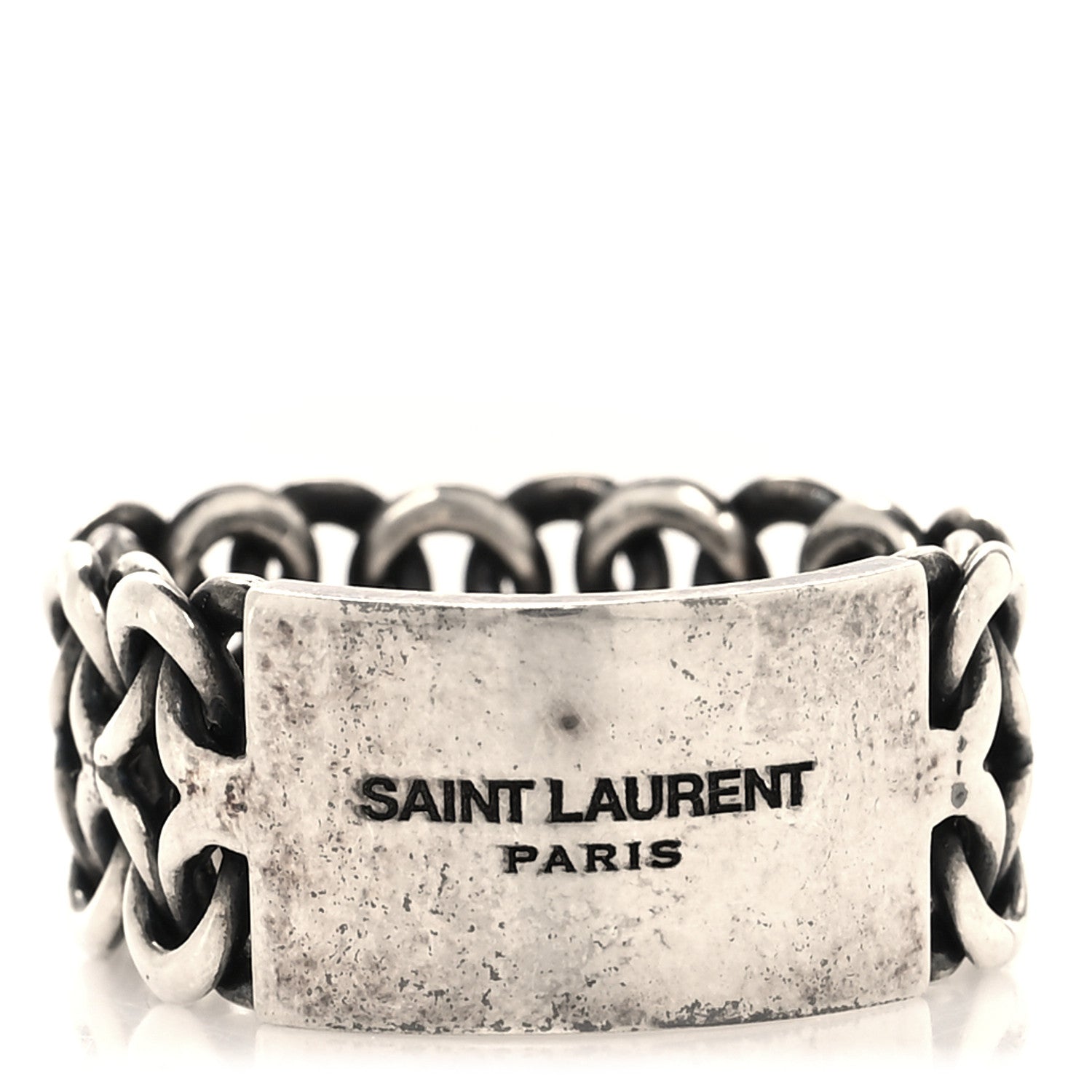Saint Laurent Logo Engraved Chain Ring 61 9.5 Silver 1517604