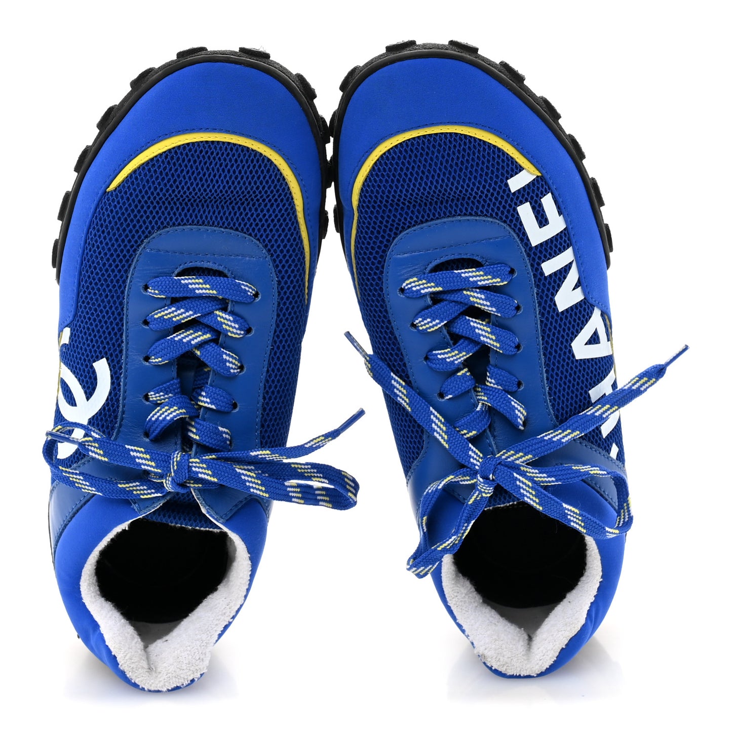 Calfskin Mesh Lycra Womens Logo Sneakers 38 Royal Blue