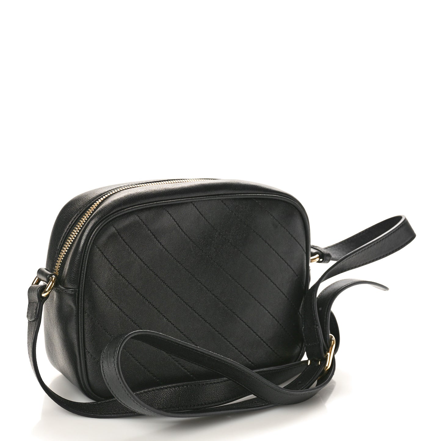 Sakai Be Green Calfskin Diagonal Stitched Small Blondie Shoulder Bag Black