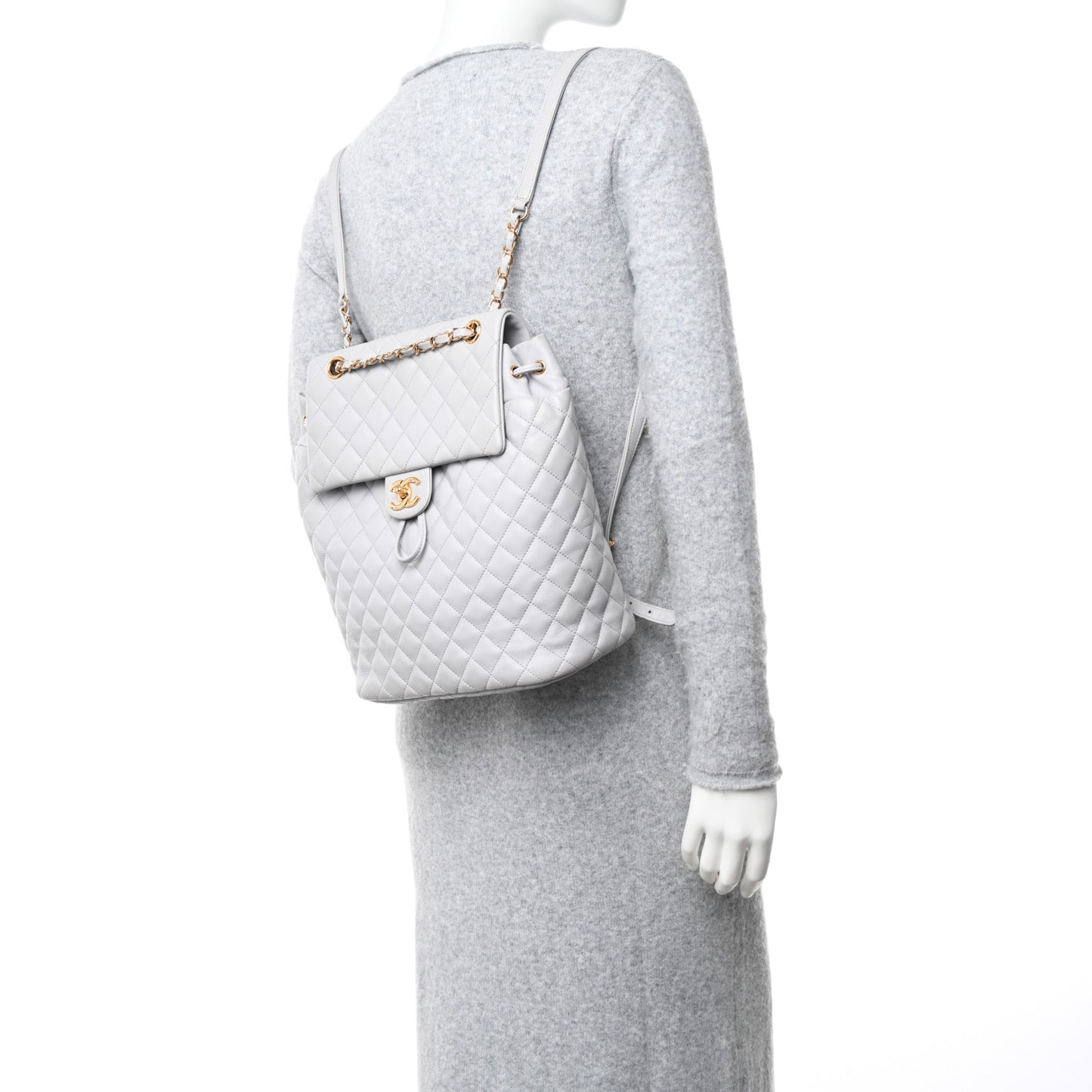 Calfskin Quilted Large Urban Spirit Backpack Grey