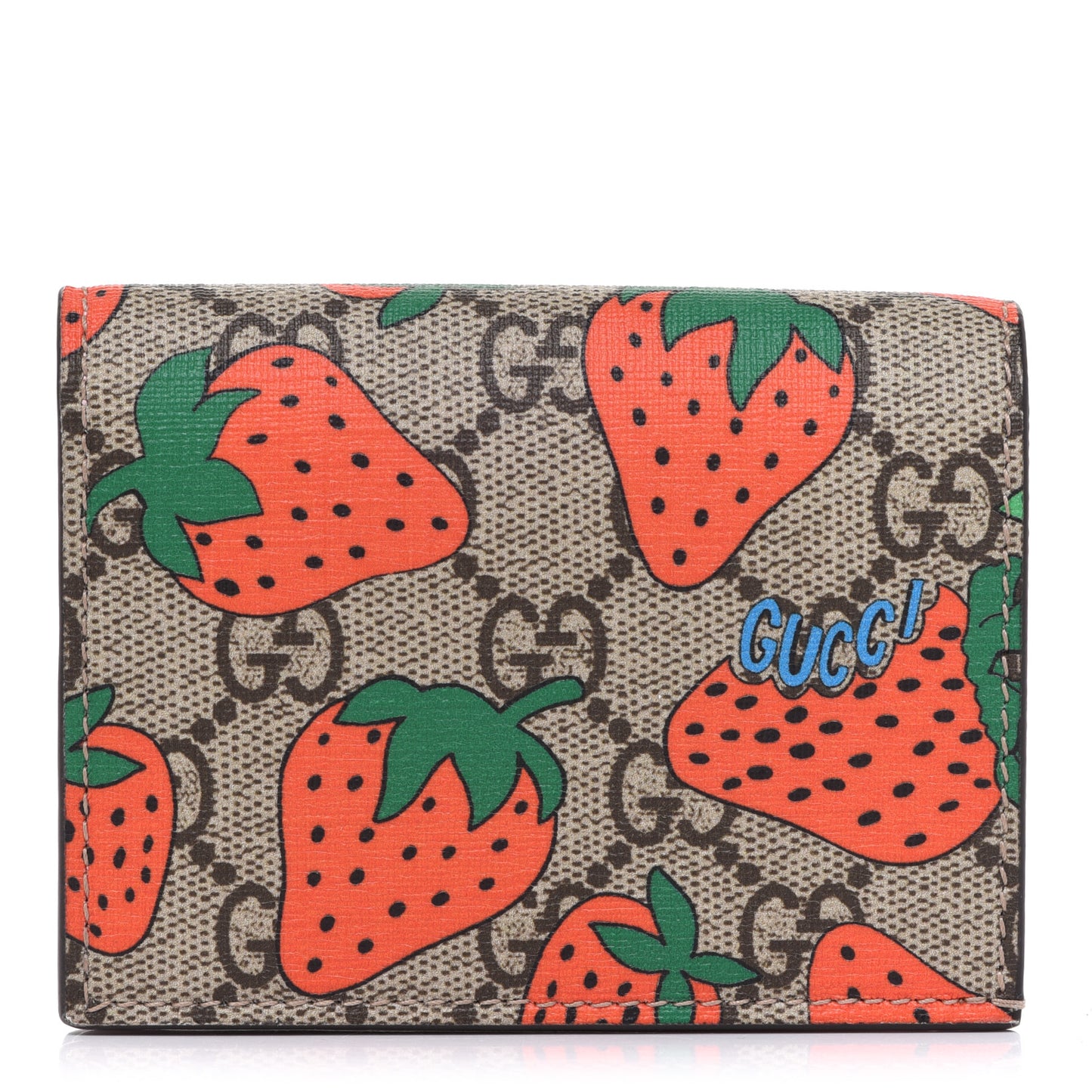 GG Supreme Monogram Strawberry Card Case