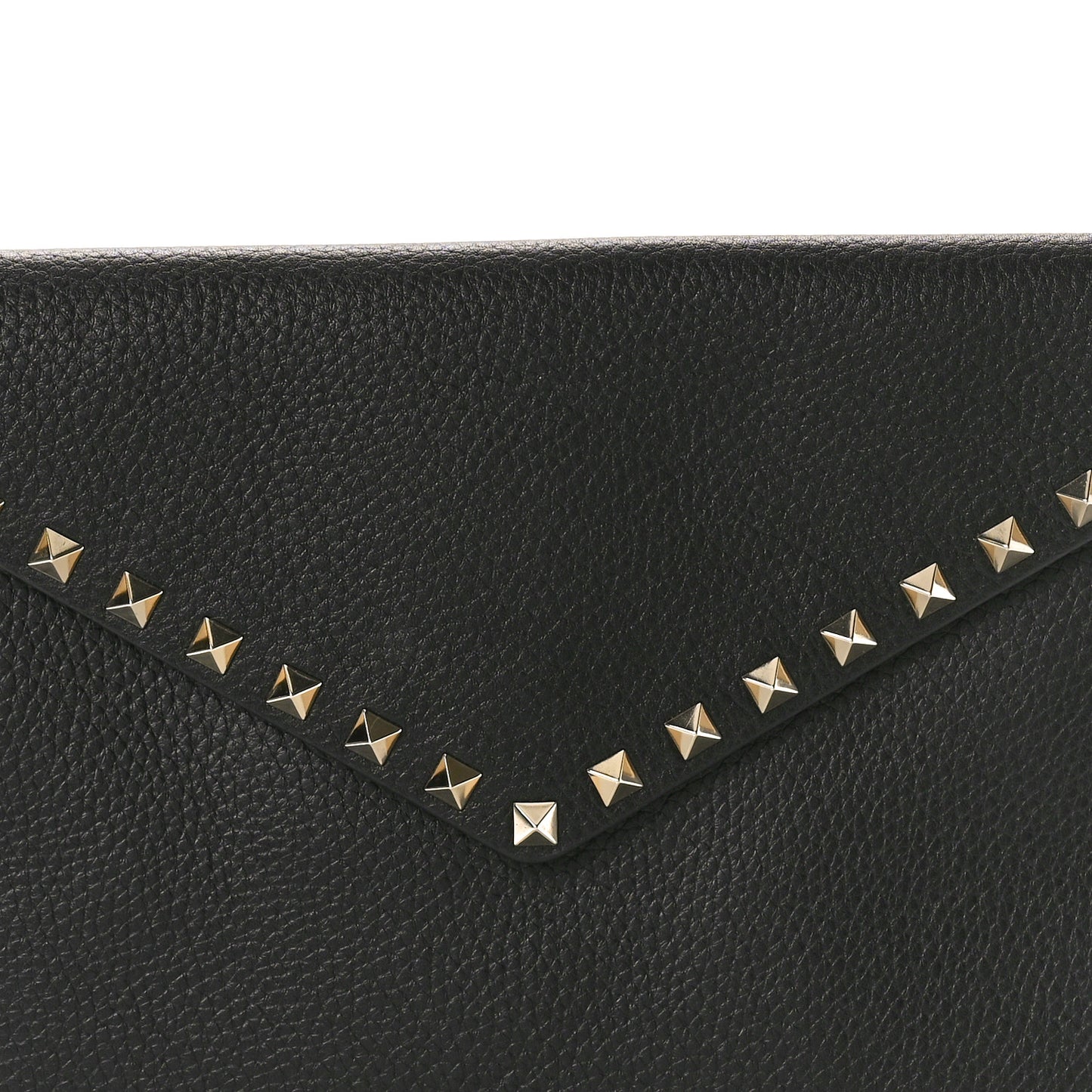 Pebbled Calfskin Large Rockstud Envelope Clutch Black