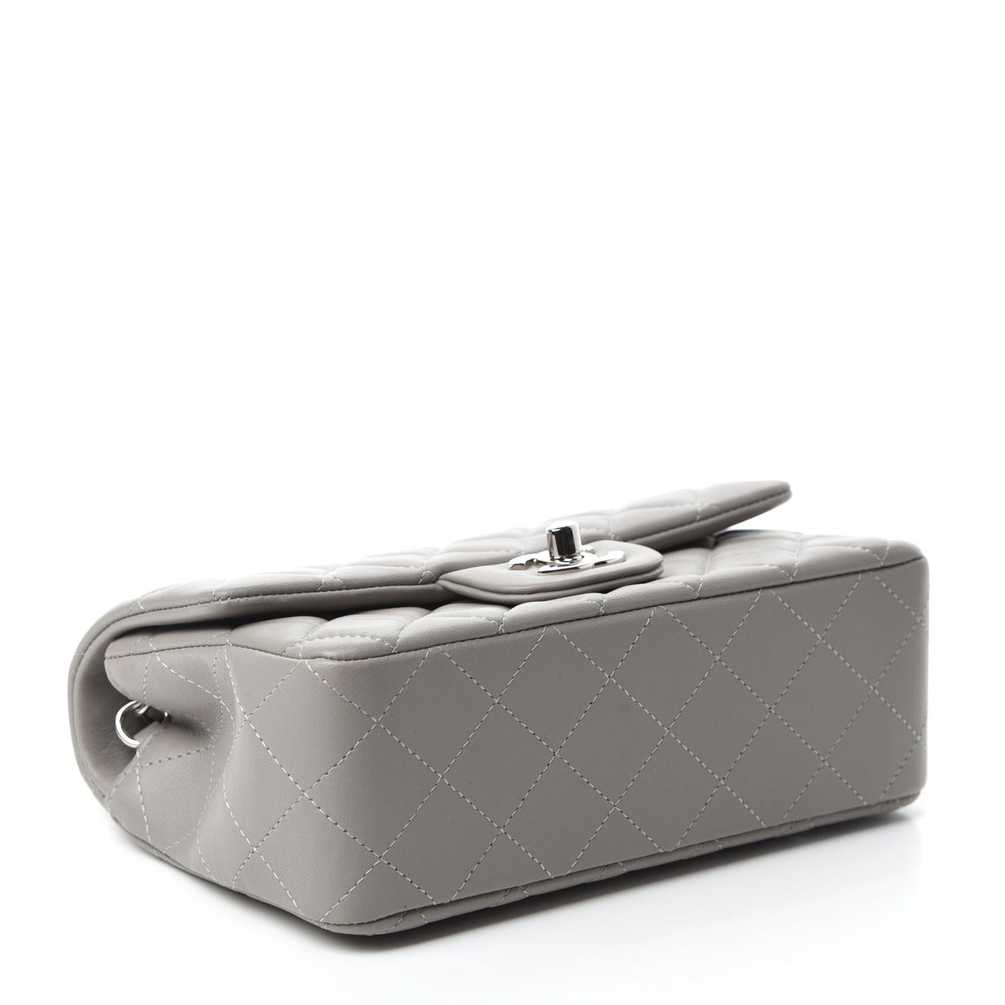 Lambskin Quilted Mini Rectangular Flap Grey