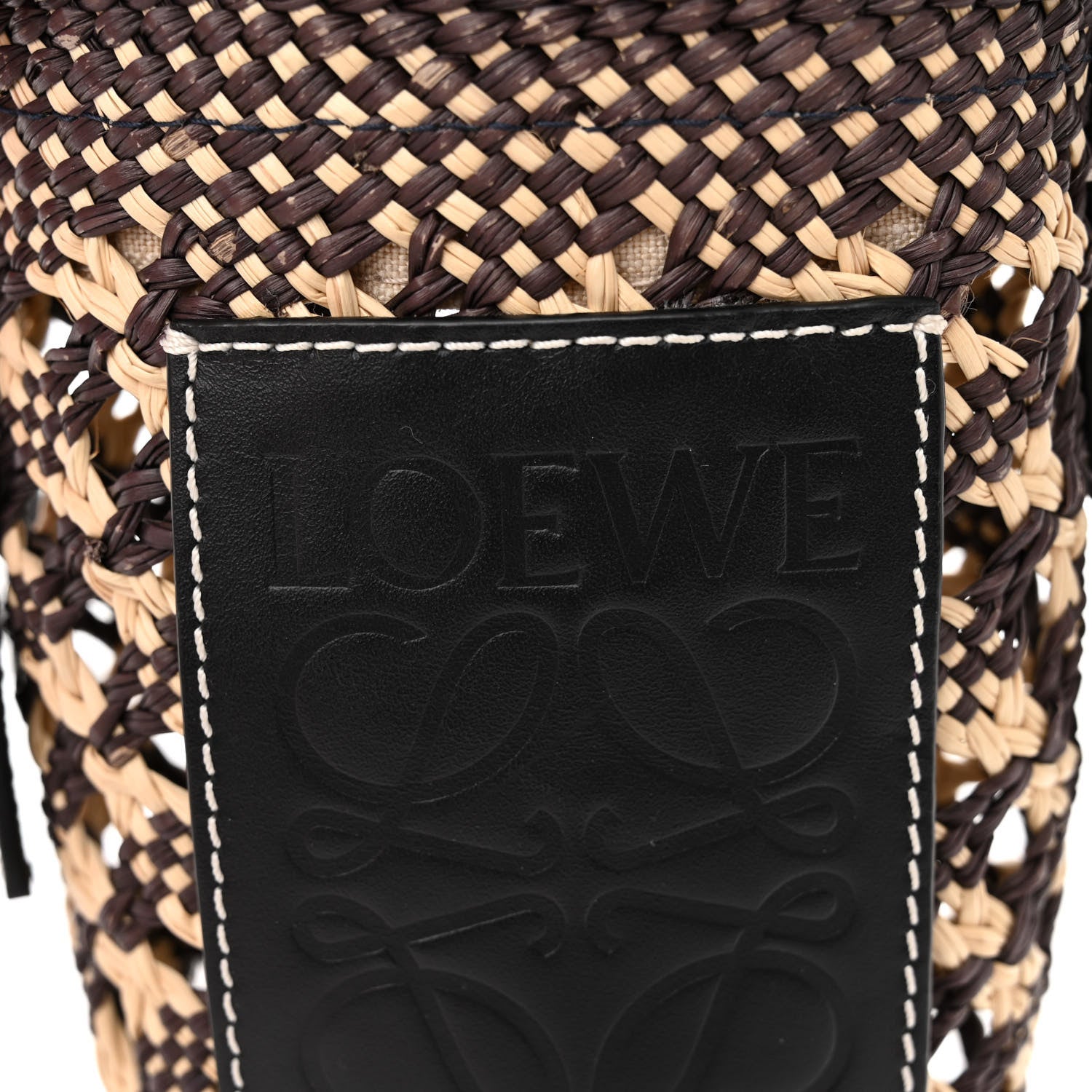 Loewe Calfskin Raffia Paula's Ibiza Pocket Bucket Bag Natural Navy Blue 6 of 10