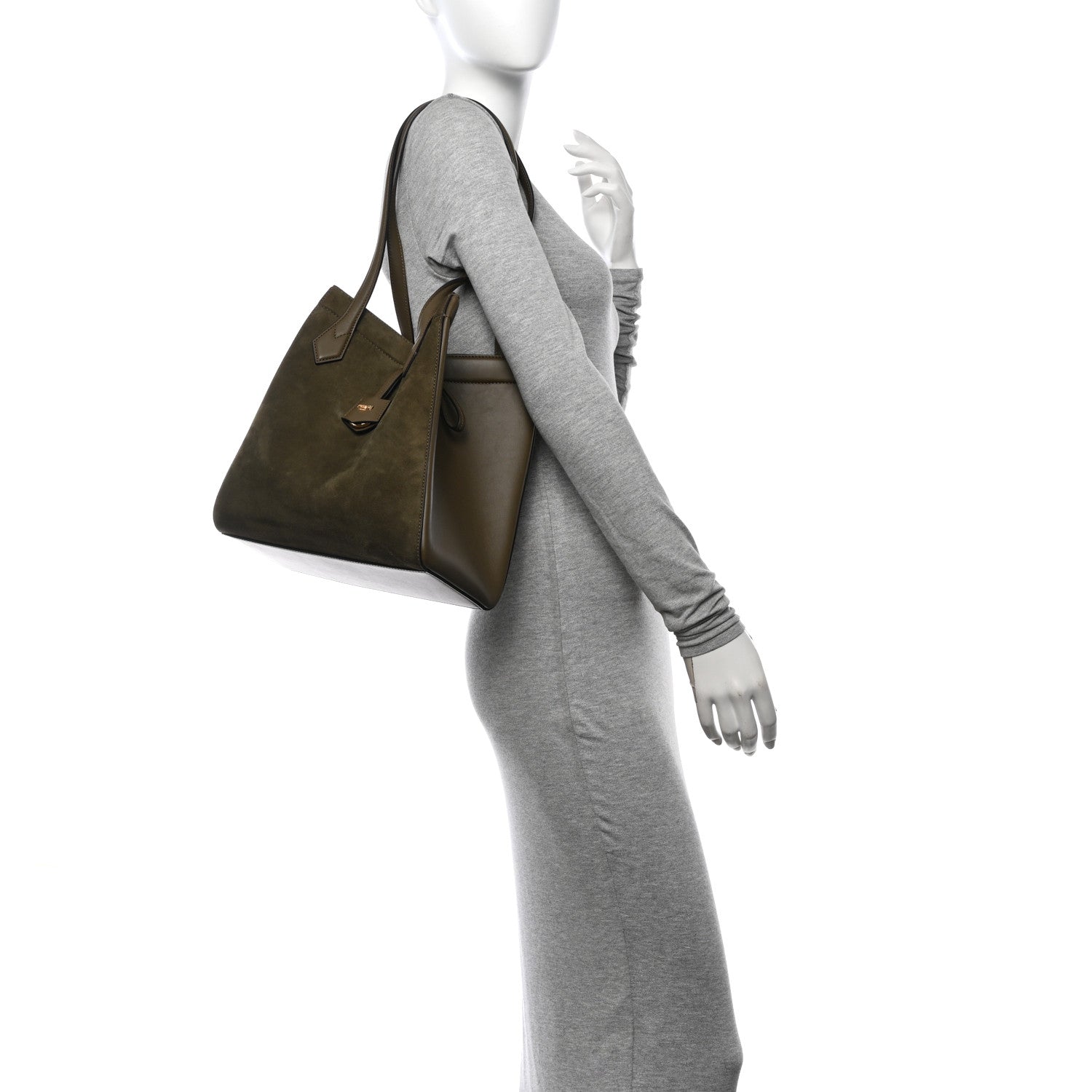 Fendi Vitello Vernice Camoscio Medium Fendi Origami Military Brown Avocado 2 of 9