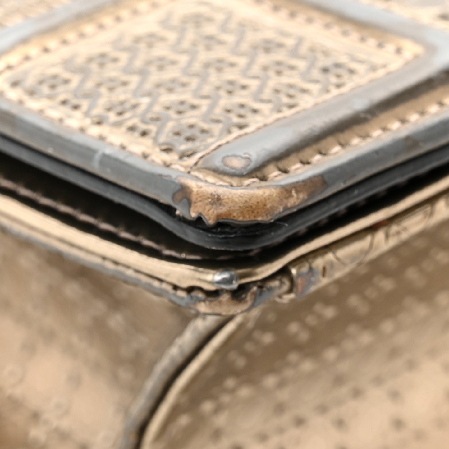 Metallic Patent Micro-Cannage Medium Diorama Flap Bag Gold