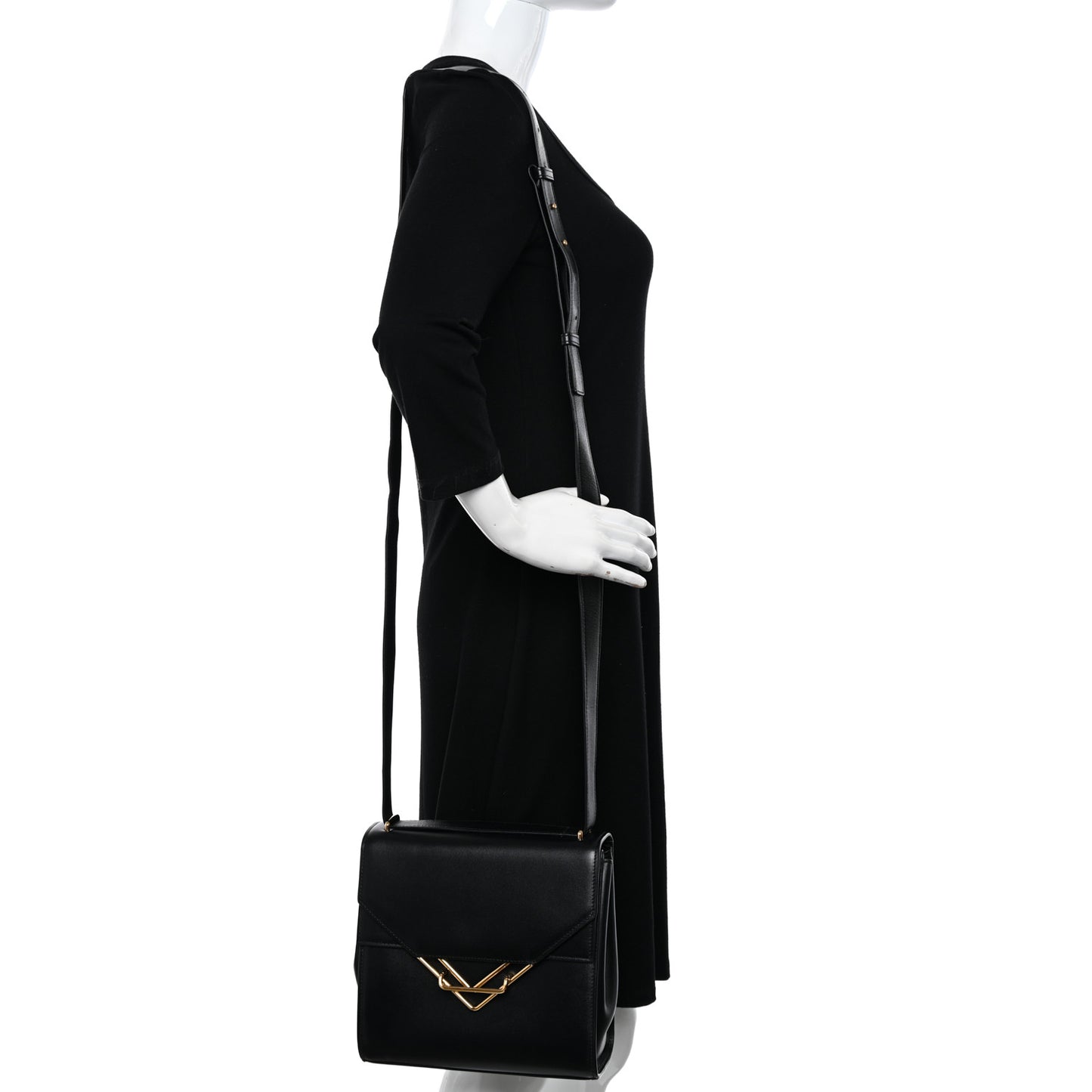 Box Calfskin Nappa Clip Bag Black