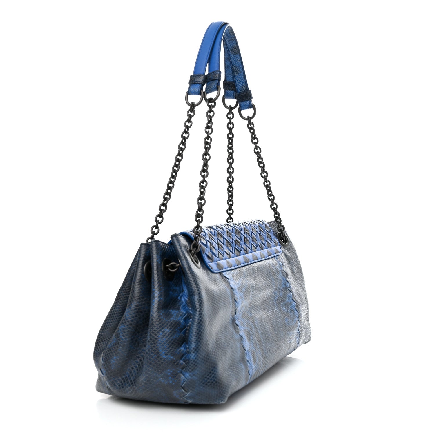 Bottega Veneta Vesuvio Karung Nappa Intrecciato Cravatteria Small Flap Shoulder Bag Bleuette 3 of 12