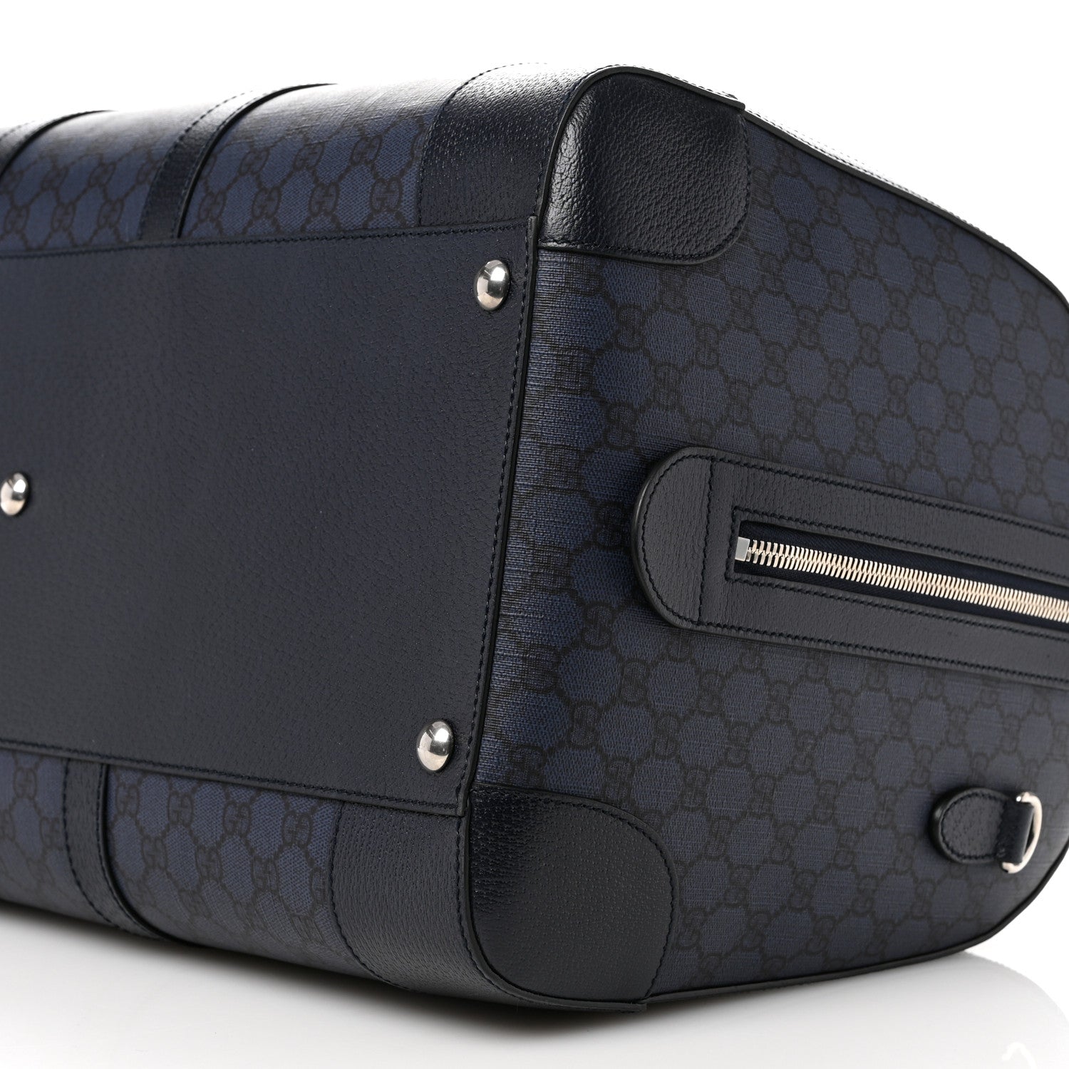 Gucci GG Supreme Monogram Textured Dollar Calfskin Large Savoy Duffle Bag Grey Black Blue 8 of 8