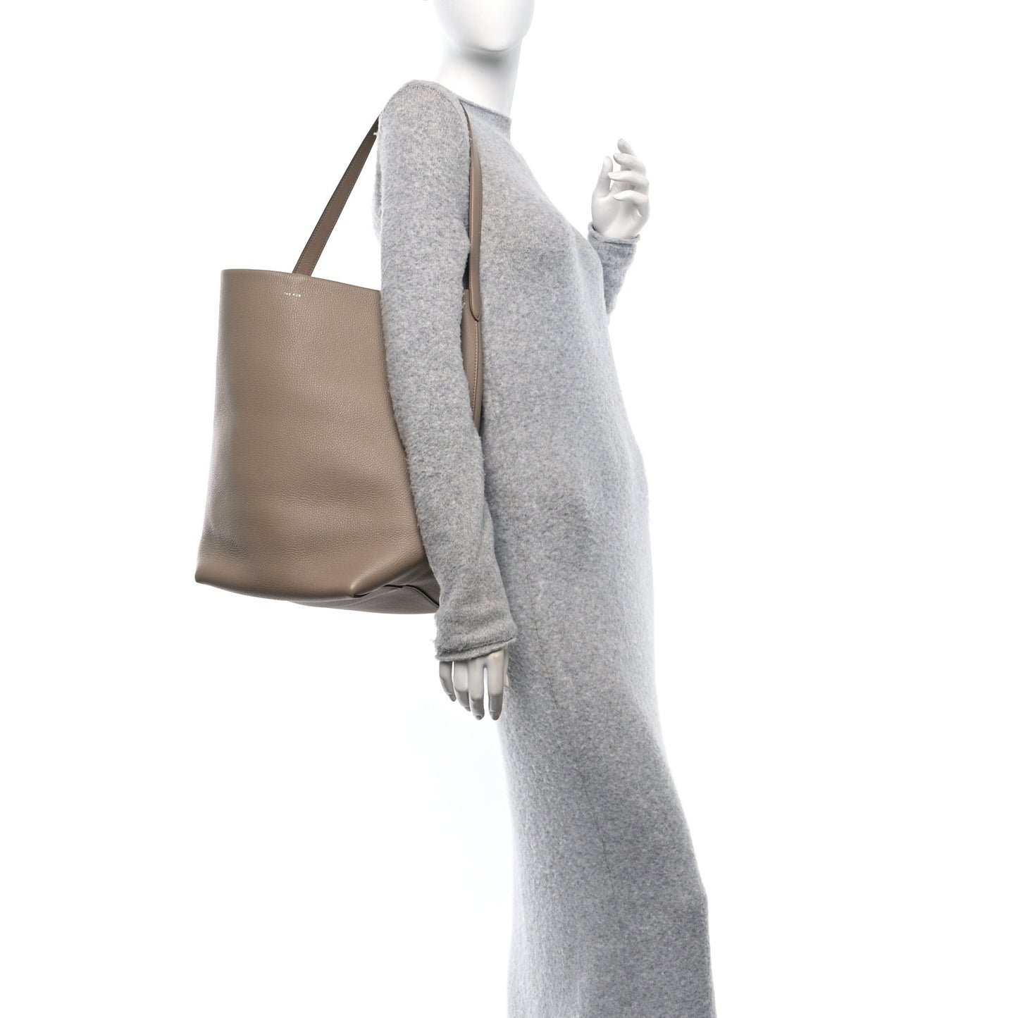 Grained Calfskin Large N/S Park Tote Dark Taupe