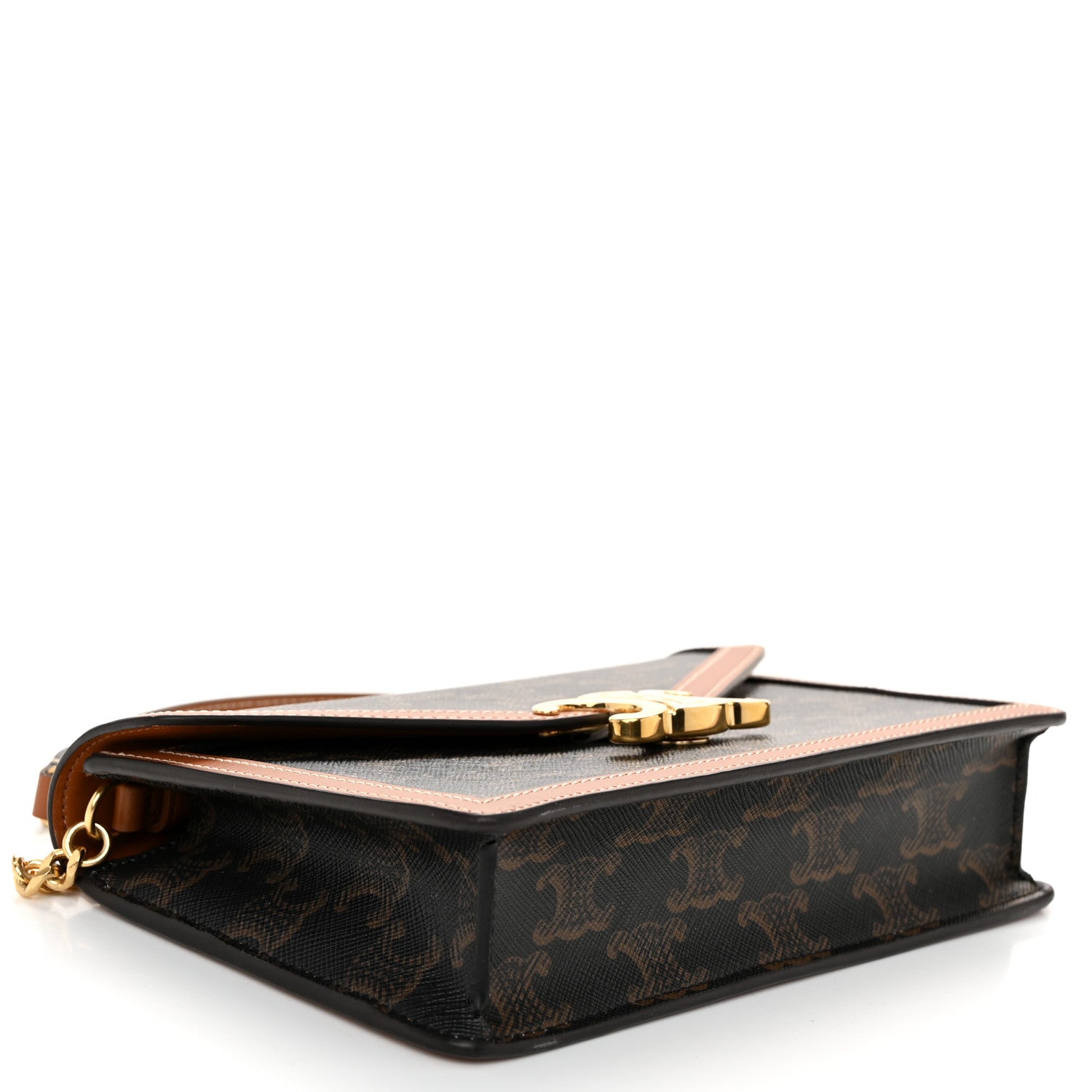 Celine Triomphe Canvas Calfskin Margo Wallet on Chain Tan 4 of 11