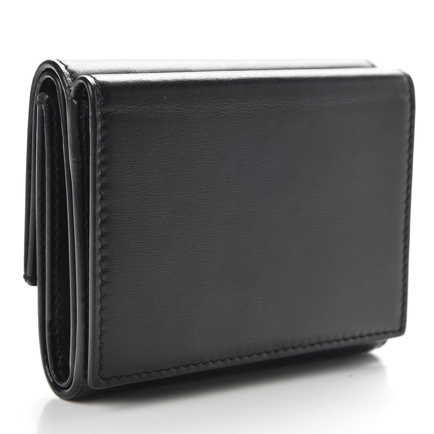 Smooth Calfskin Monogram Tiny Tri Fold Wallet Black
