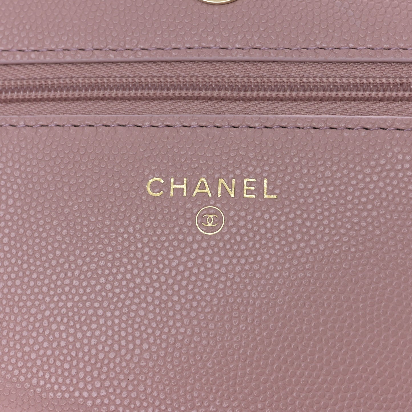 Shiny Caviar Enamel Quilted CC Wallet On Chain WOC Pink
