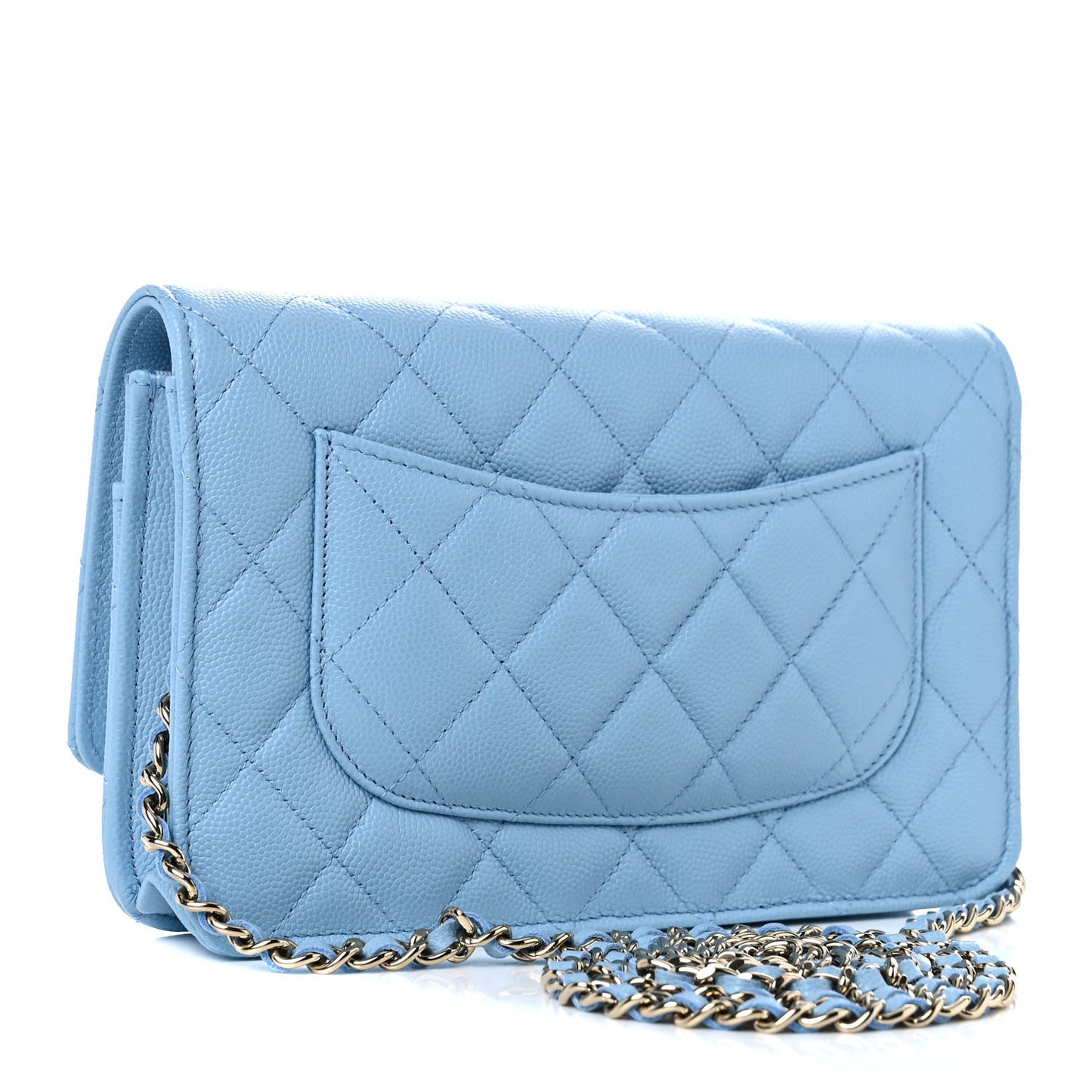 Caviar Quilted Wallet On Chain WOC Blue