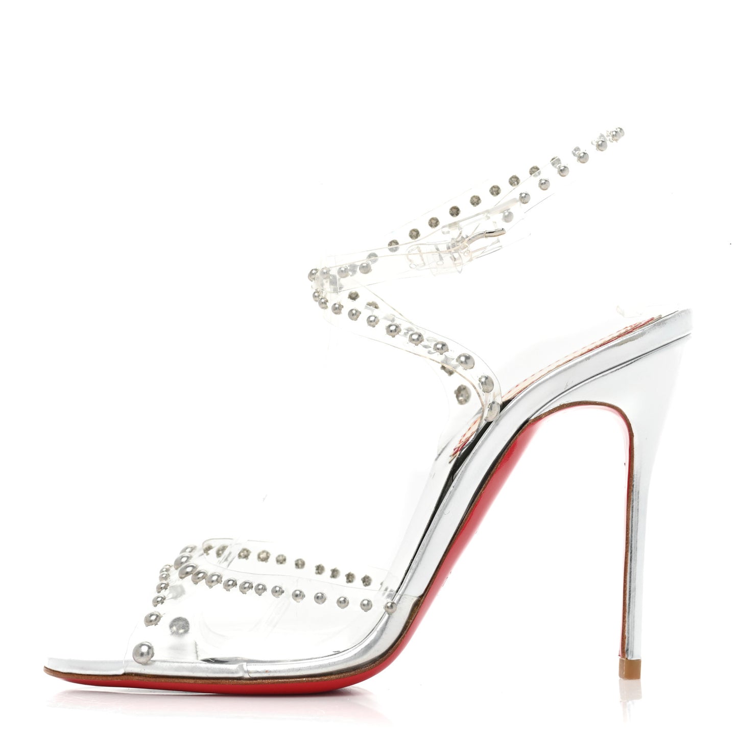 PVC Specchio Calfskin Icone A Clous 100 Sandals 36.5 Version Silver
