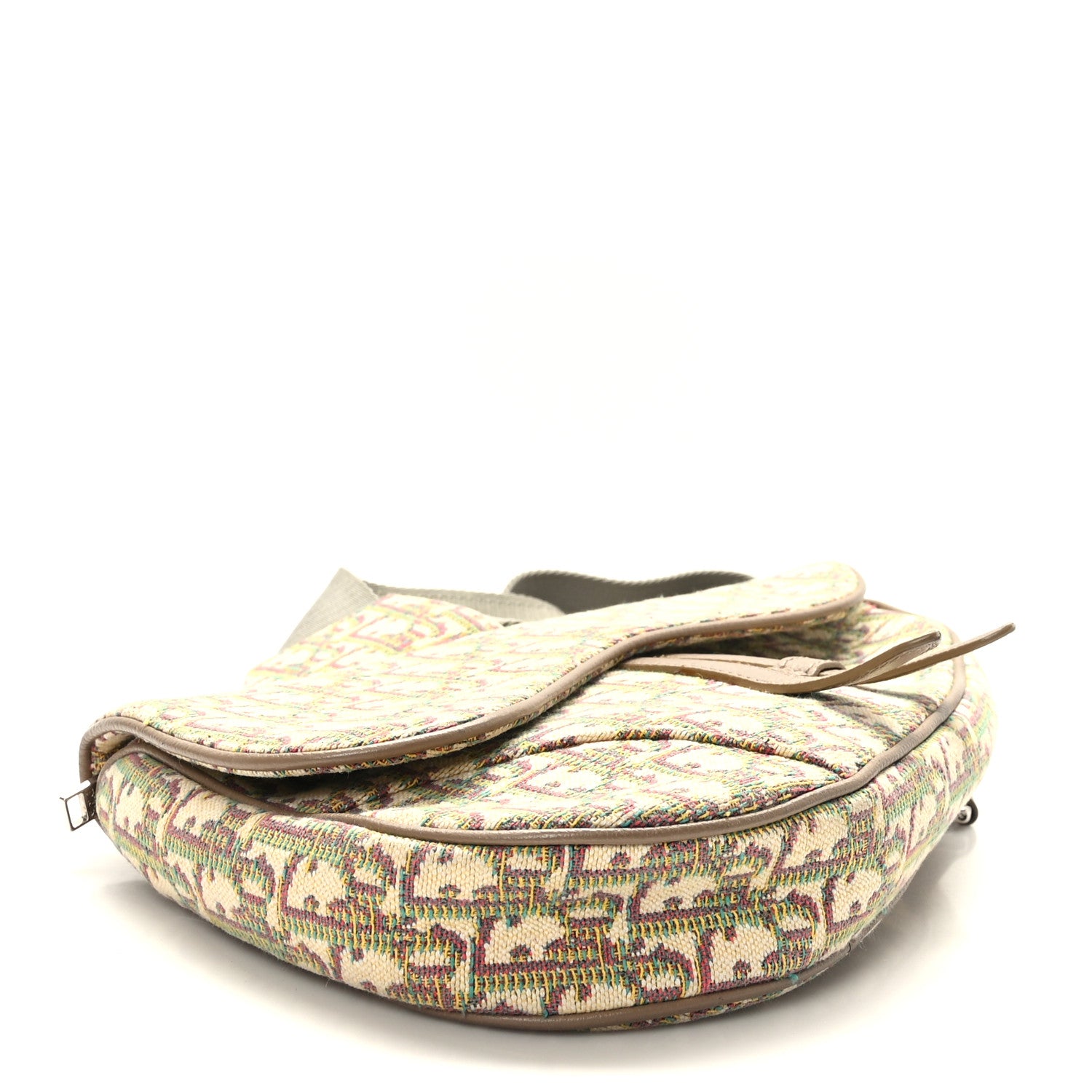 Christian Dior Jacquard Oblique Mens Saddle Bag Beige Multicolor 4 of 8