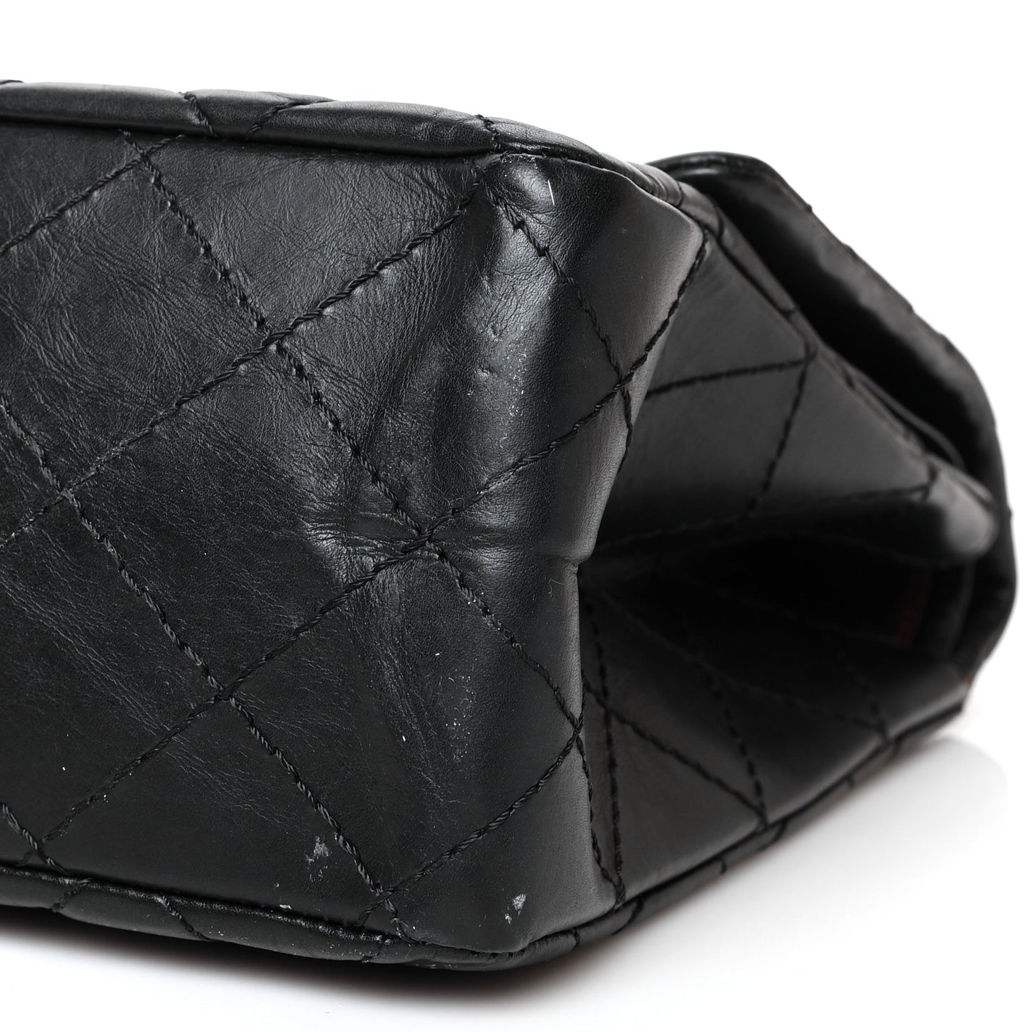 Aged Calfskin Quilted 2.55 Reissue 227 Flap Black