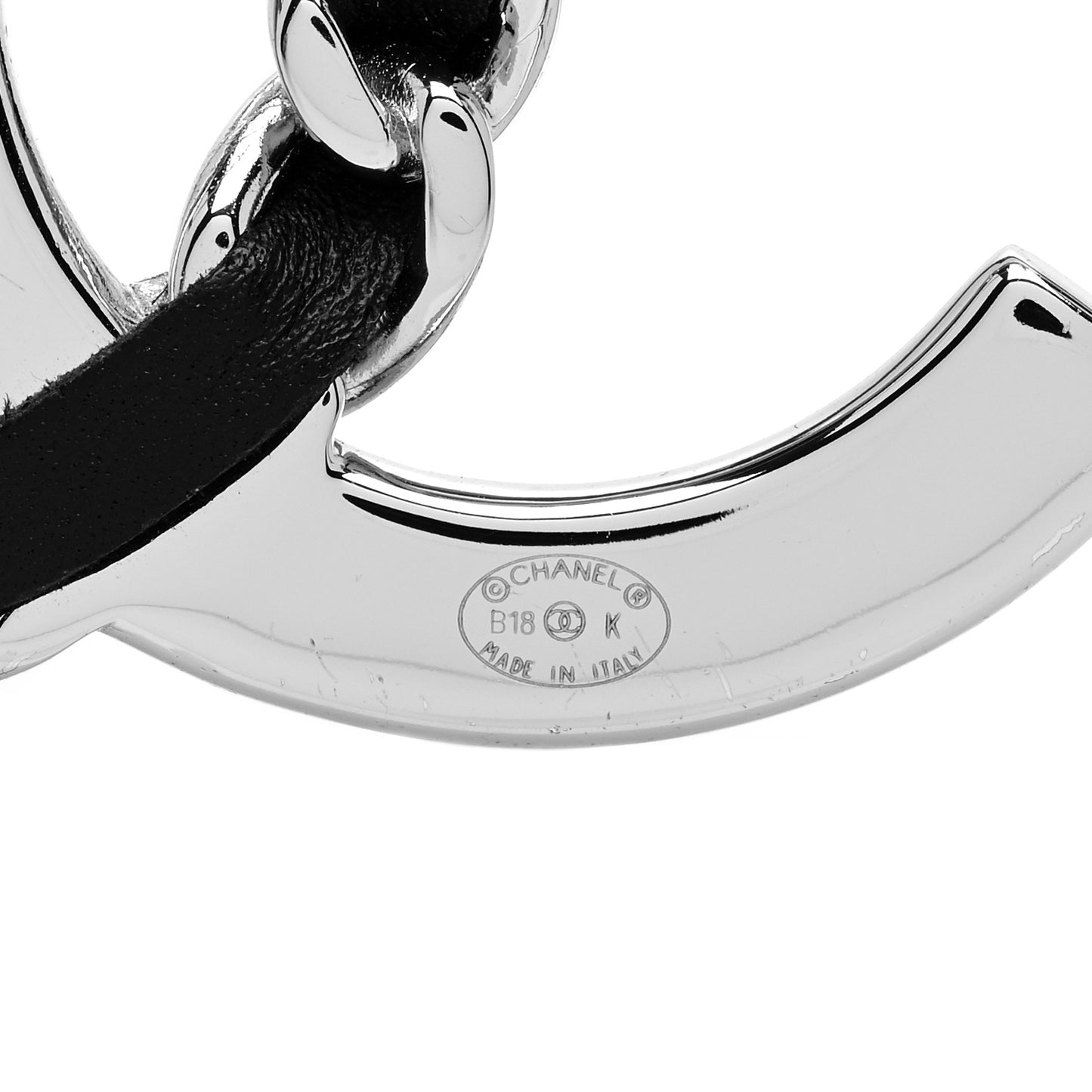 Lambskin Baguette Crystal CC Chain Brooch Black Silver