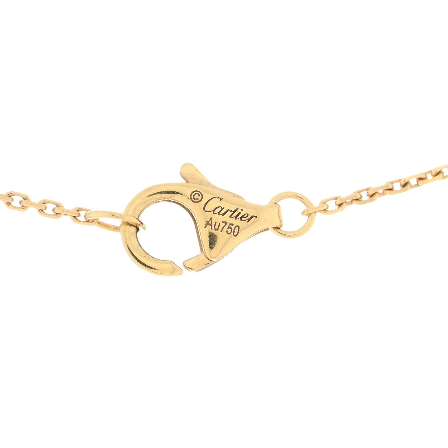 18K Yellow Gold Diamond Mother of Pearl XS Amulette de Cartier Pendant Necklace