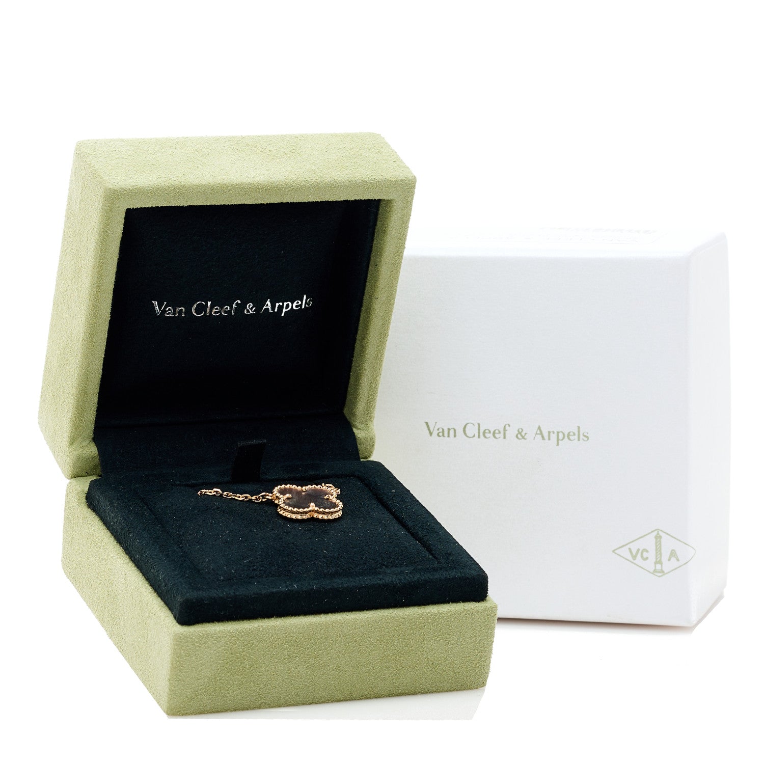 Van Cleef & Arpels 18K Rose Gold Gray Mother of Pearl Vintage Alhambra Pendant Necklace 7 of 7