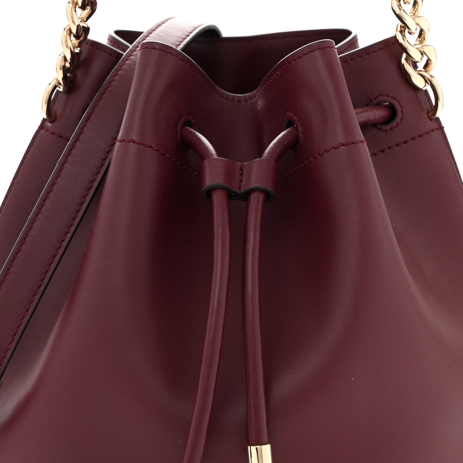 Jimmy Choo Calfskin Bon Bon Bucket Bag Burgundy 7 of 11