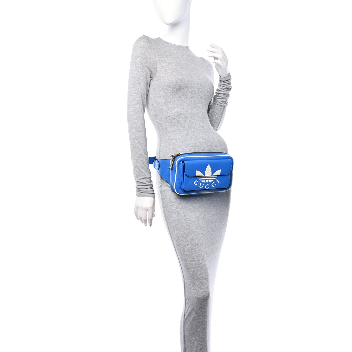 X ADIDAS Textured Dollar Calfskin Belt Bag Blue