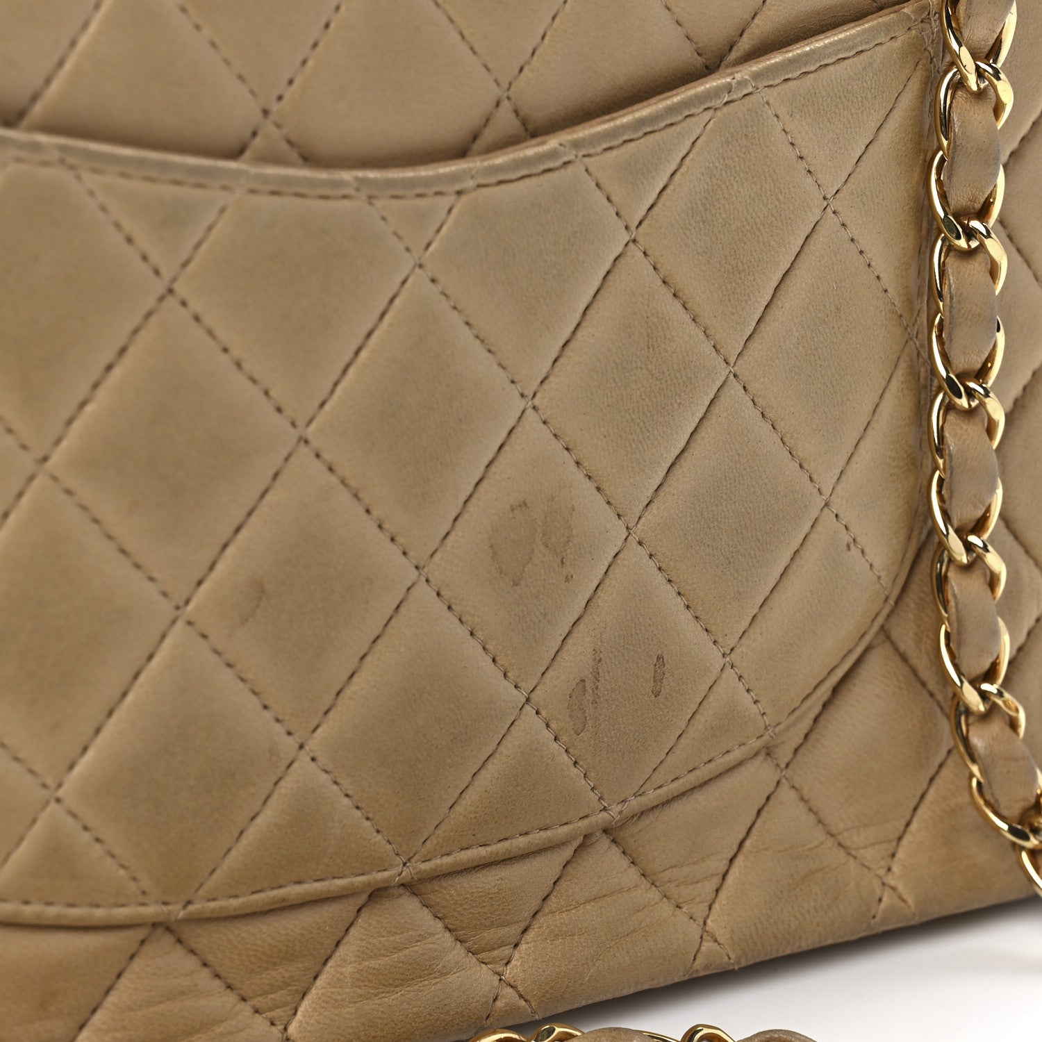 Chanel Lambskin Quilted Medium Double Flap Beige 13 of 14