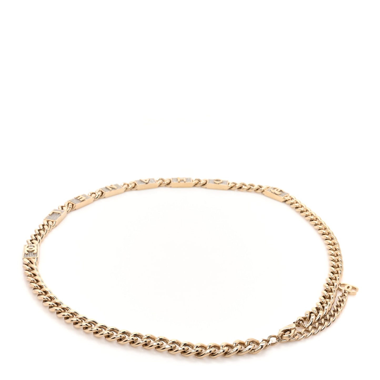 Crystal CC Chain Letters Belt Gold