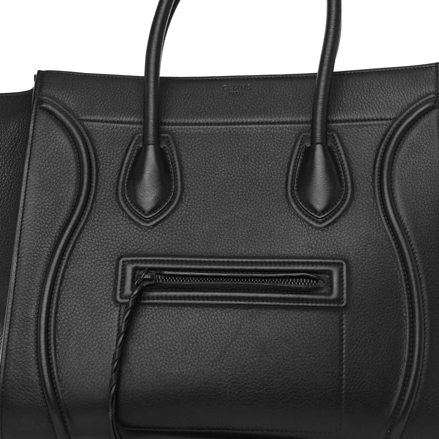 Grained Calfskin Medium Phantom Luggage Black