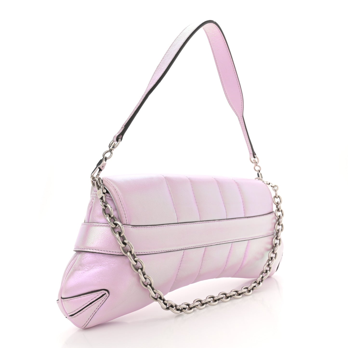 Iridescent Nappa Vertical Matelasse Medium Maxi Horsebit Chain Shoulder Bag Escape Pink