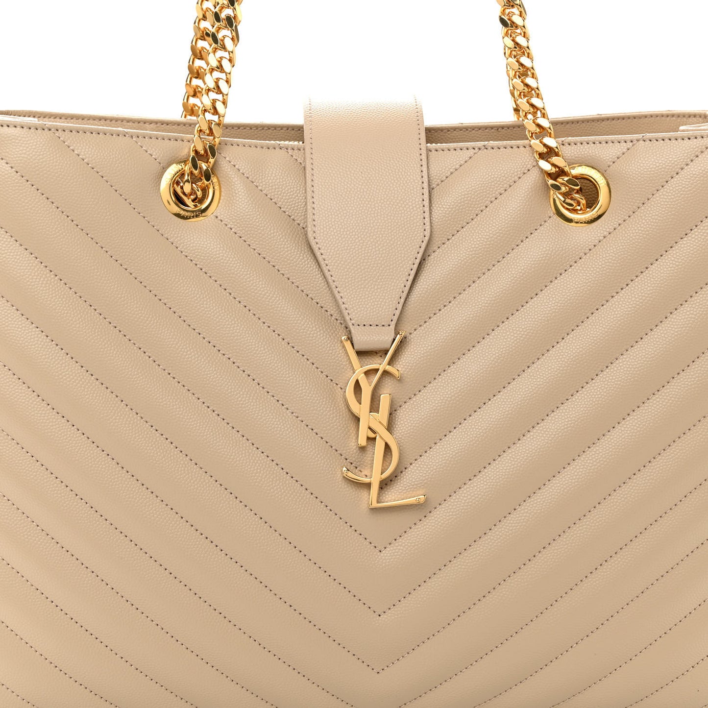 Grain De Poudre Matelasse Chevron Monogram Shopping Bag Nude Powder