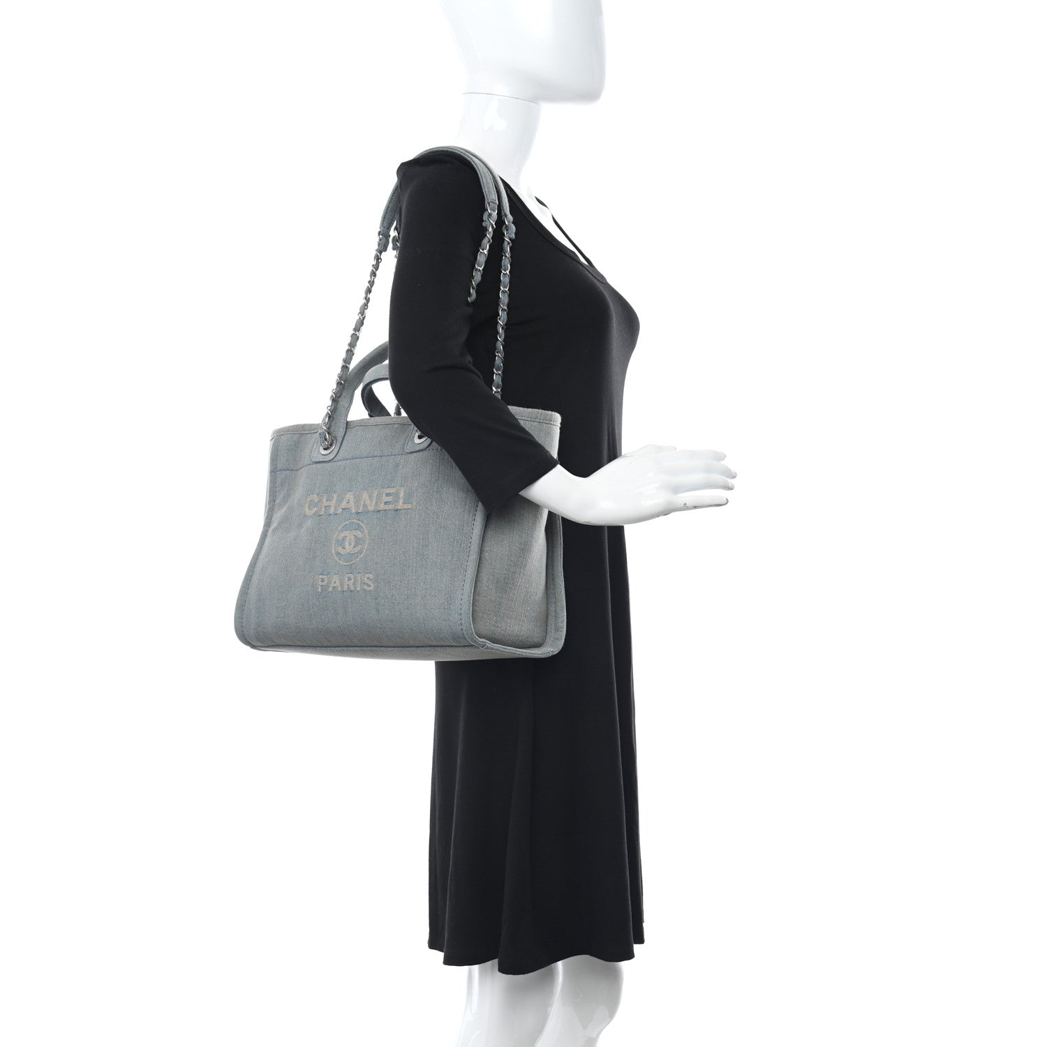 Chanel Denim Small Deauville Tote Light Blue 2 of 13