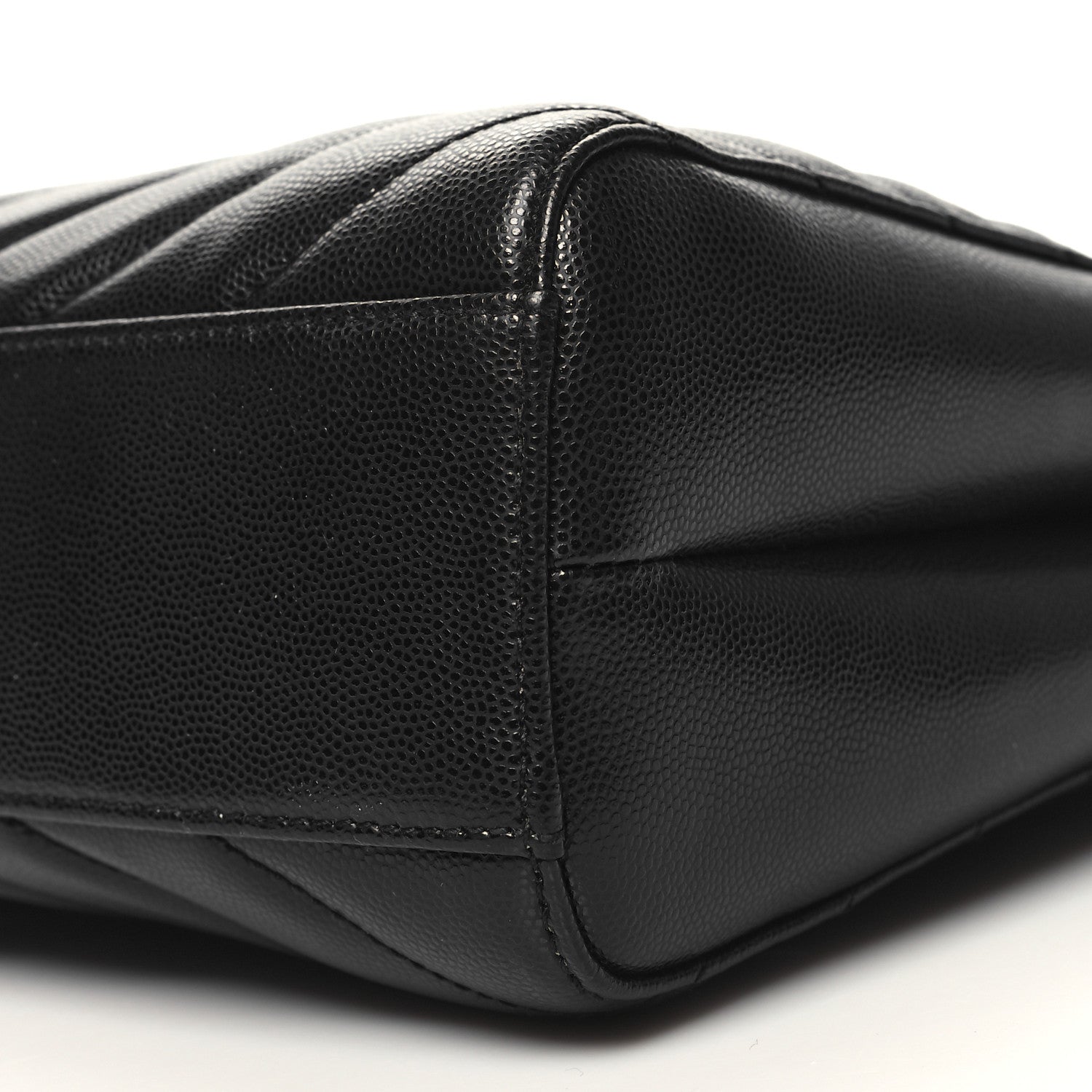 Saint Laurent Grain de Poudre Matelasse Chevron Medium Tribeca Shopping Bag Black 11 of 12